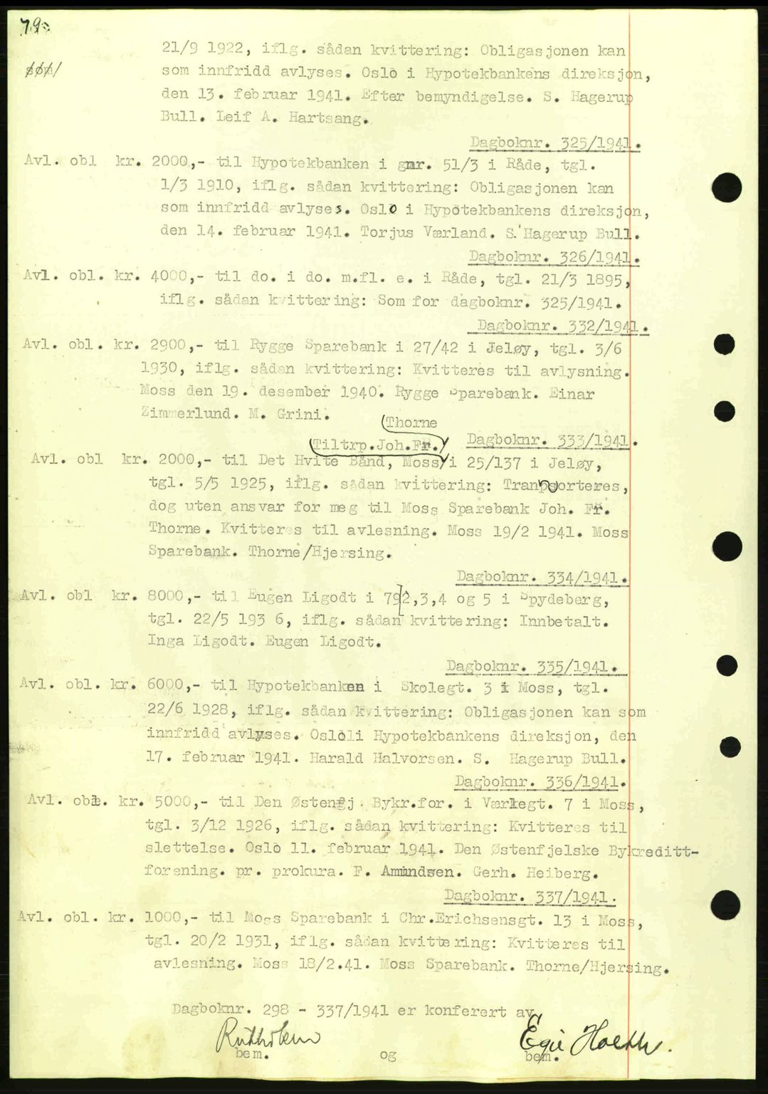 Moss sorenskriveri, SAO/A-10168: Pantebok nr. B10, 1940-1941, Dagboknr: 325/1941