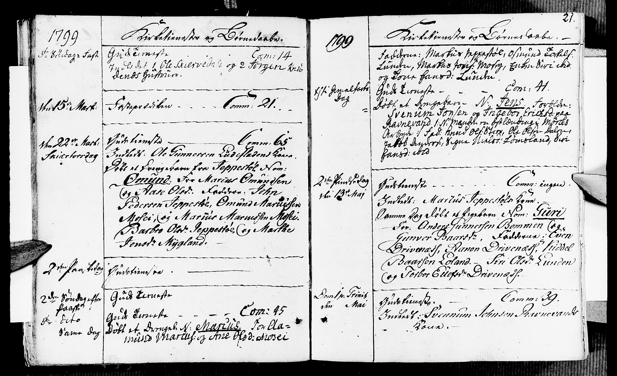 Vennesla sokneprestkontor, AV/SAK-1111-0045/Fa/Fab/L0002: Ministerialbok nr. A 2, 1794-1834, s. 21