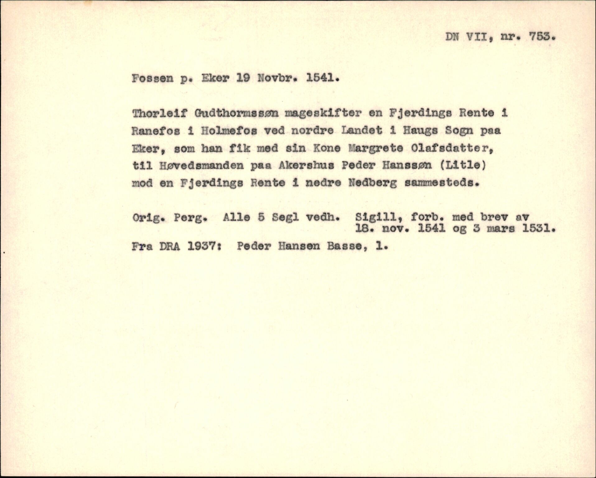 Riksarkivets diplomsamling, AV/RA-EA-5965/F35/F35f/L0002: Regestsedler: Diplomer fra DRA 1937 og 1996, s. 199