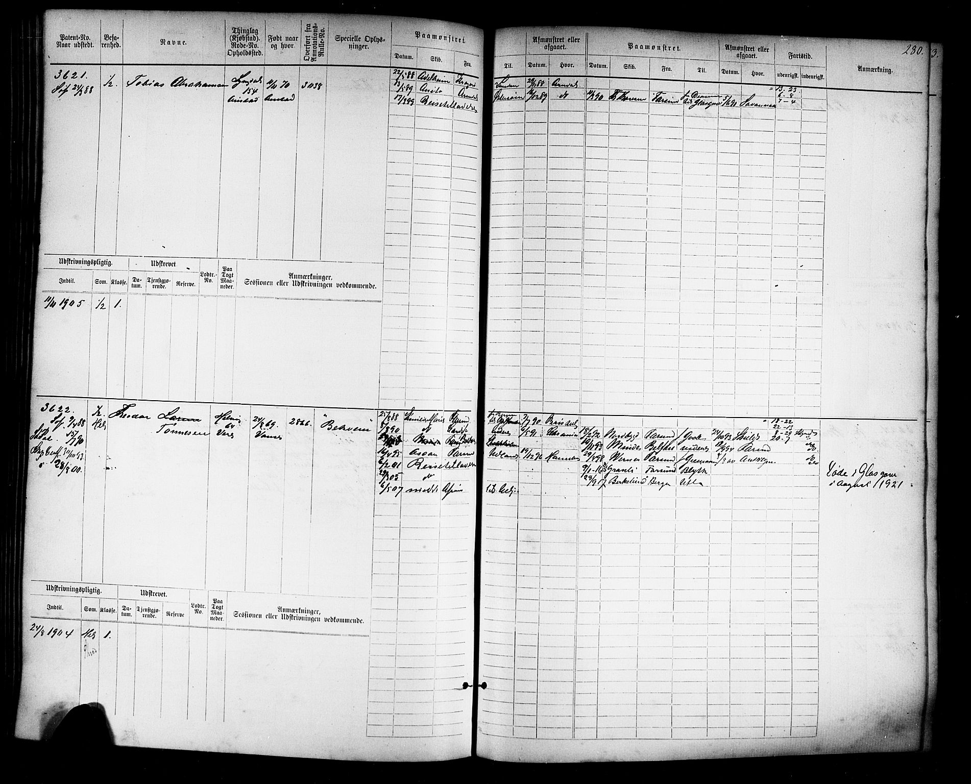 Farsund mønstringskrets, AV/SAK-2031-0017/F/Fb/L0019: Hovedrulle nr 3067-3832, Z-11, 1882-1922, s. 284