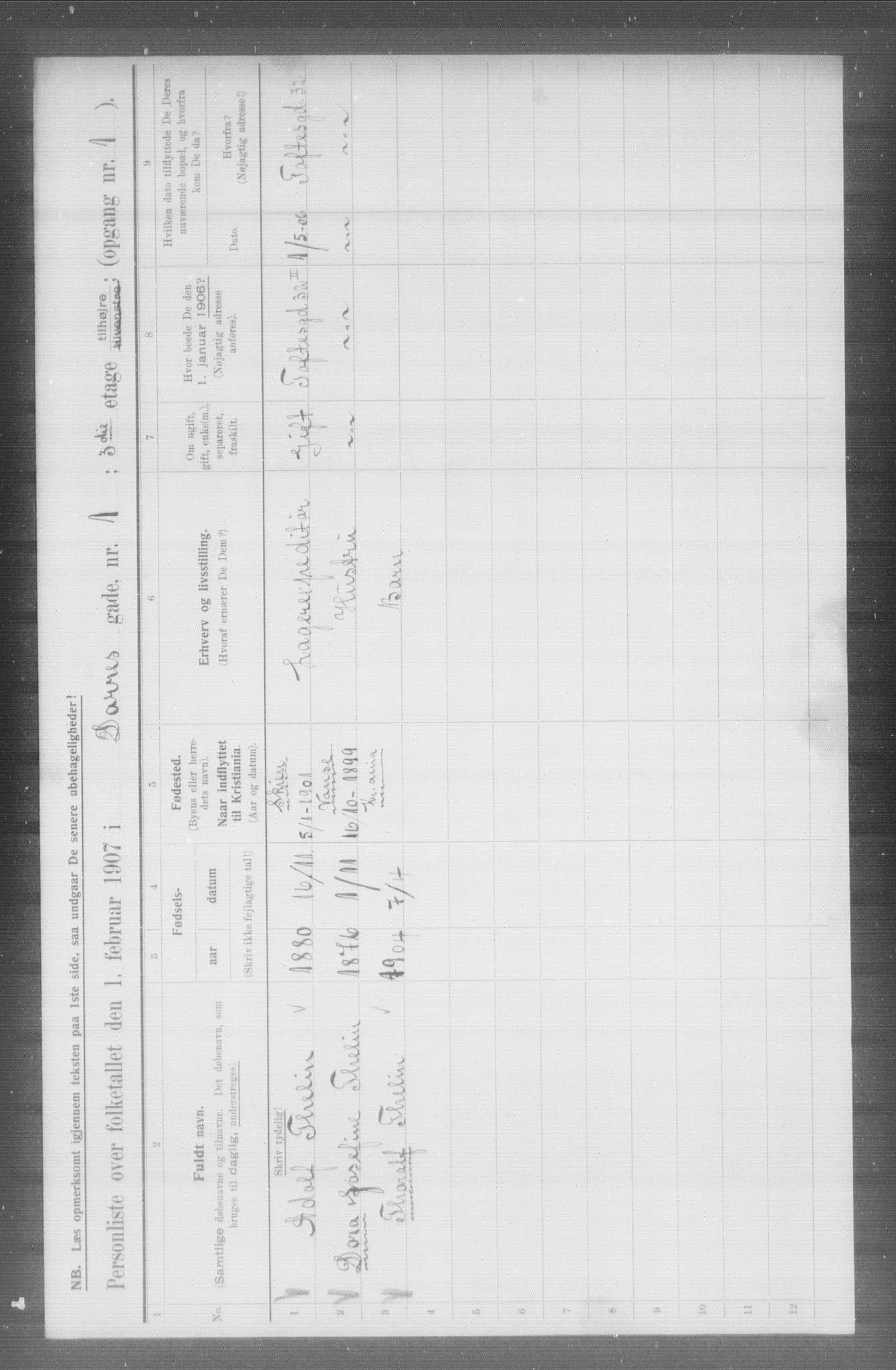 OBA, Kommunal folketelling 1.2.1907 for Kristiania kjøpstad, 1907, s. 7803