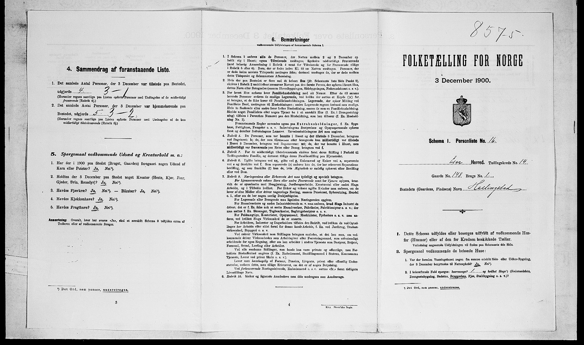 RA, Folketelling 1900 for 0626 Lier herred, 1900, s. 2302
