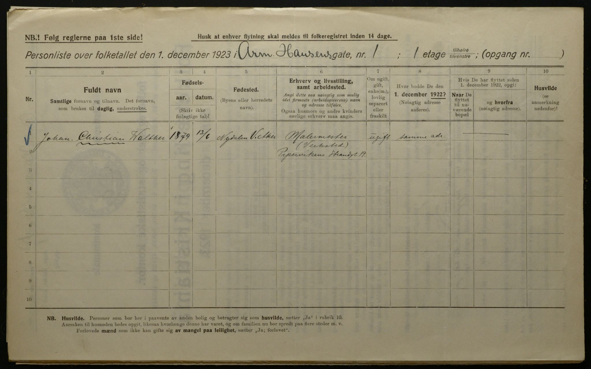 OBA, Kommunal folketelling 1.12.1923 for Kristiania, 1923, s. 2581