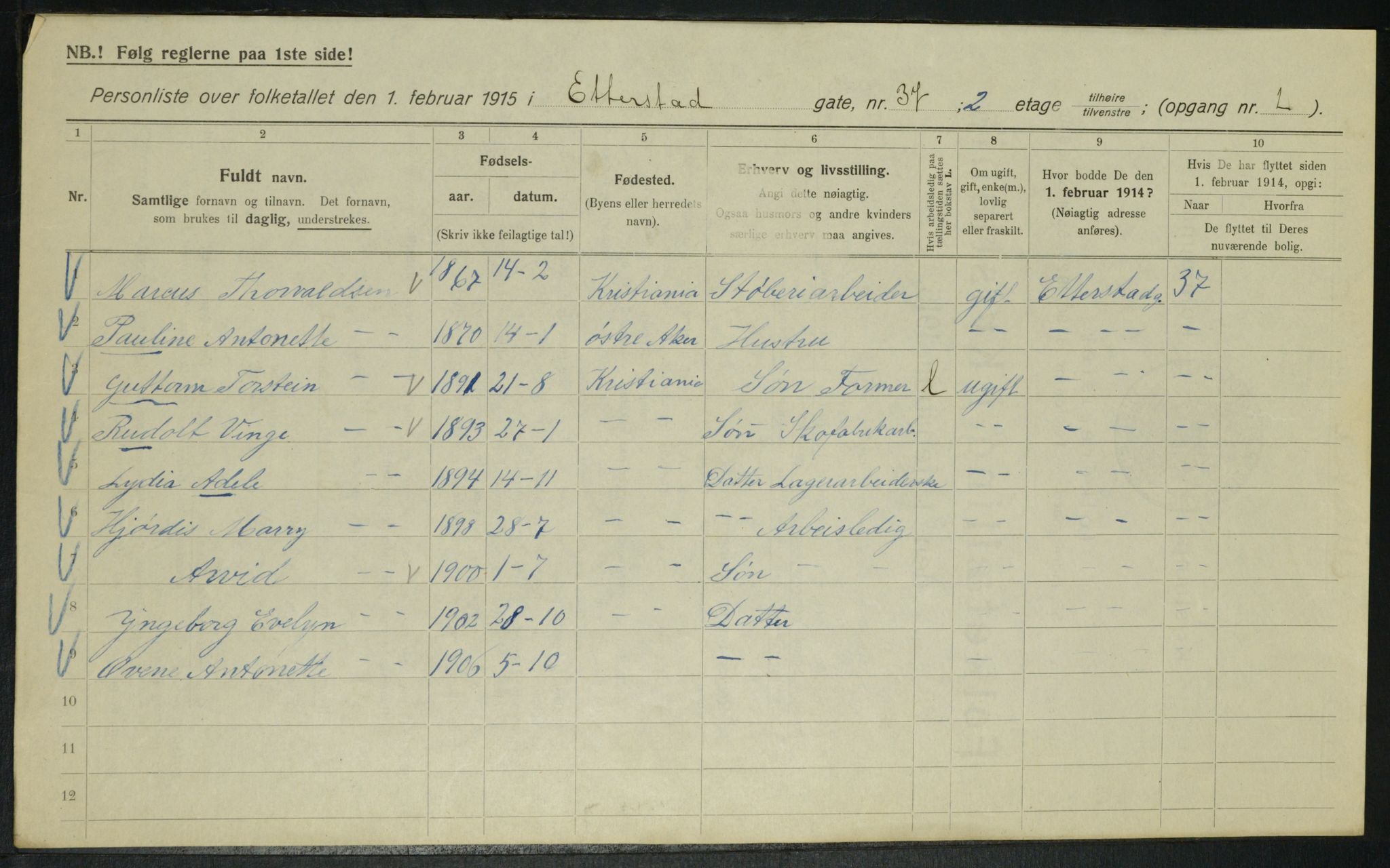 OBA, Kommunal folketelling 1.2.1915 for Kristiania, 1915, s. 22185