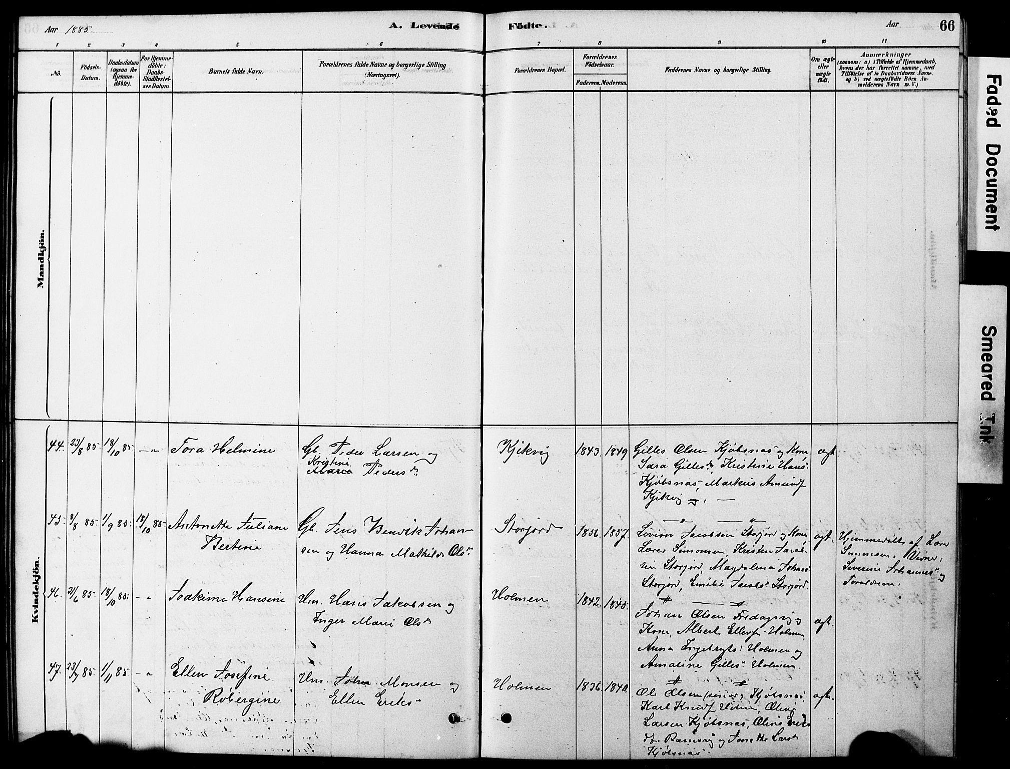 Ministerialprotokoller, klokkerbøker og fødselsregistre - Nordland, AV/SAT-A-1459/861/L0875: Klokkerbok nr. 861C01, 1879-1887, s. 66