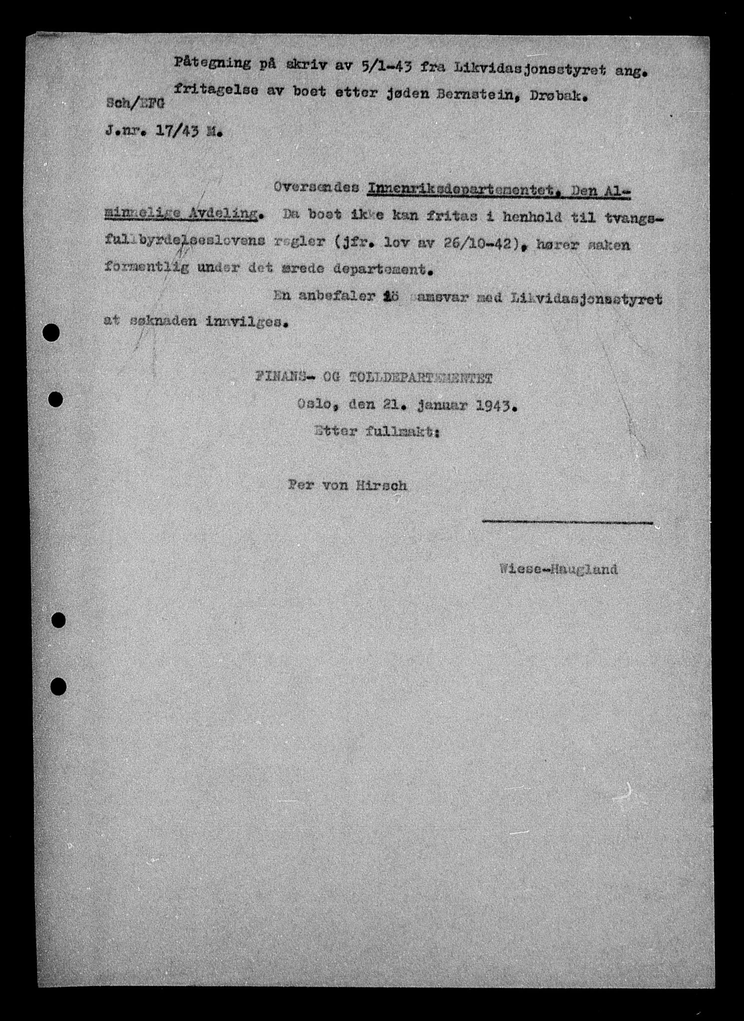 Justisdepartementet, Tilbakeføringskontoret for inndratte formuer, AV/RA-S-1564/H/Hc/Hcc/L0922: --, 1945-1947, s. 333