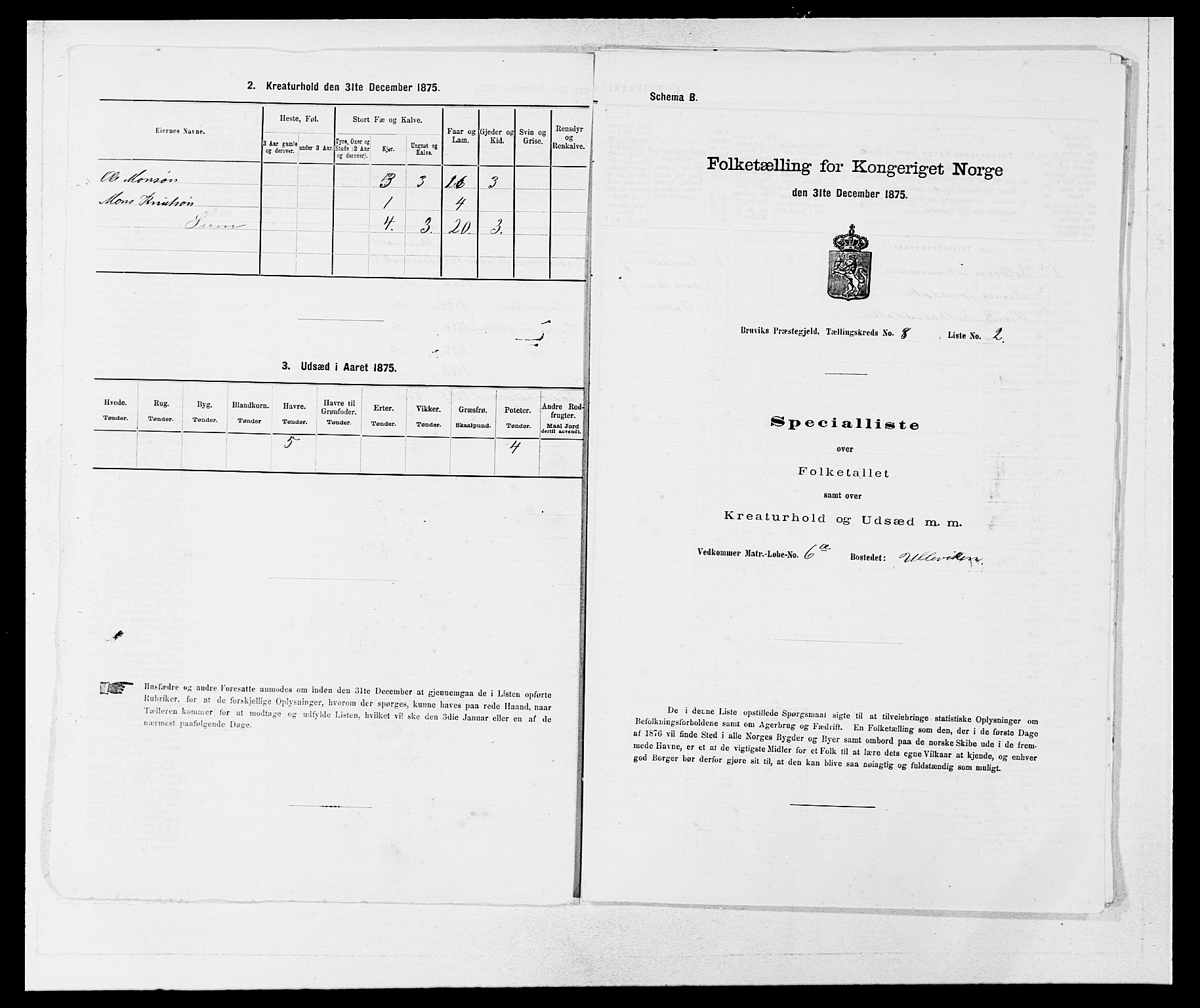 SAB, Folketelling 1875 for 1251P Bruvik prestegjeld, 1875, s. 587