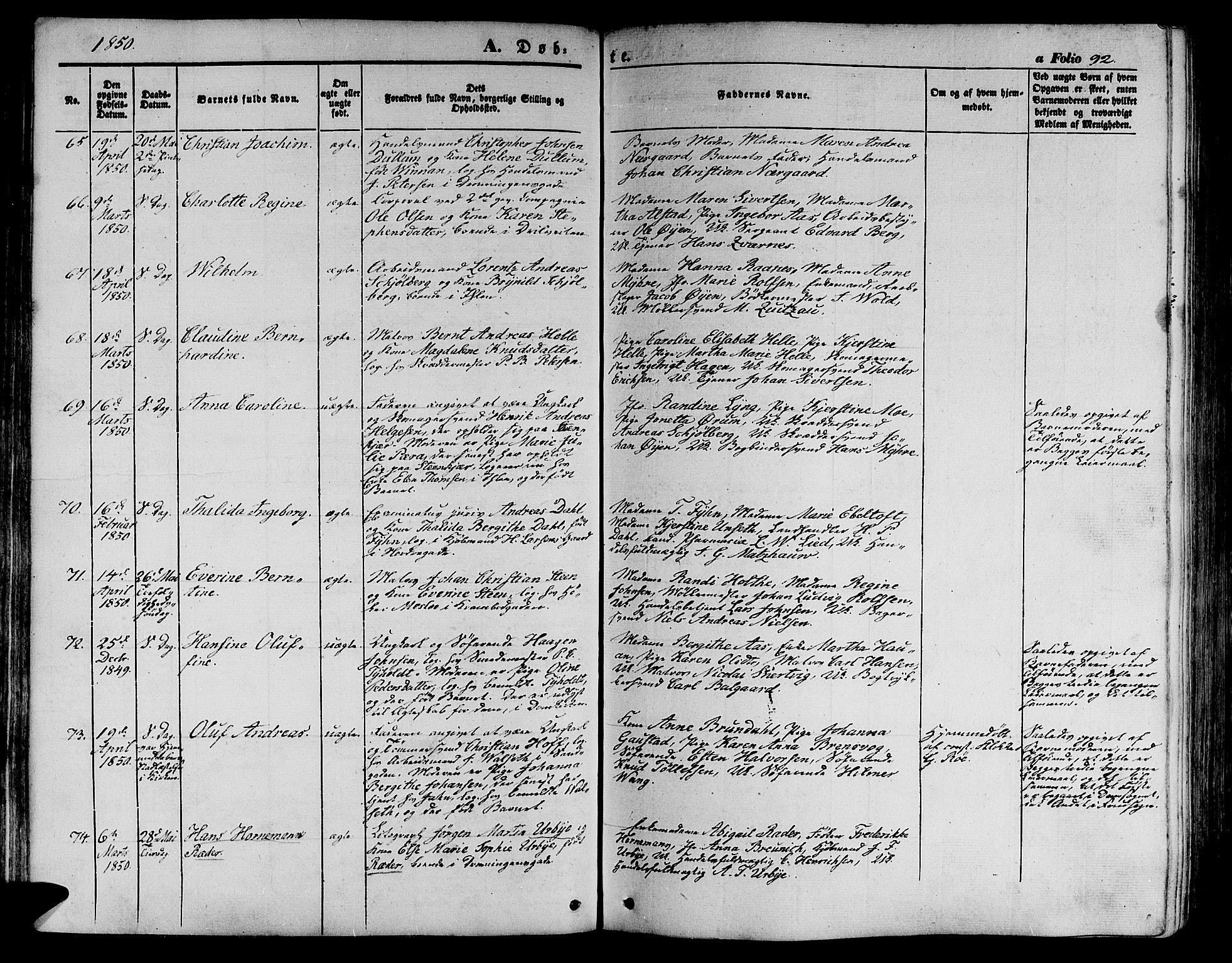 Ministerialprotokoller, klokkerbøker og fødselsregistre - Sør-Trøndelag, SAT/A-1456/602/L0137: Klokkerbok nr. 602C05, 1846-1856, s. 92