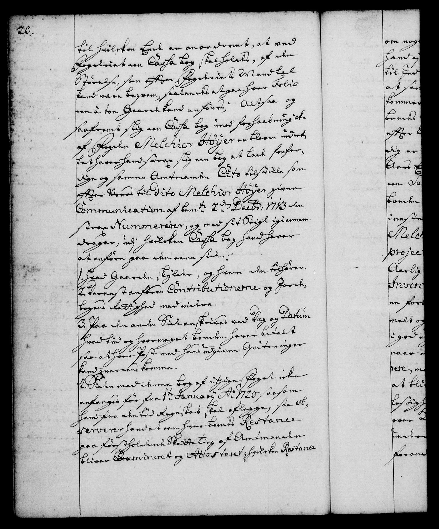 Rentekammeret, Kammerkanselliet, RA/EA-3111/G/Gg/Ggi/L0001: Norsk instruksjonsprotokoll med register (merket RK 53.34), 1720-1729, s. 20
