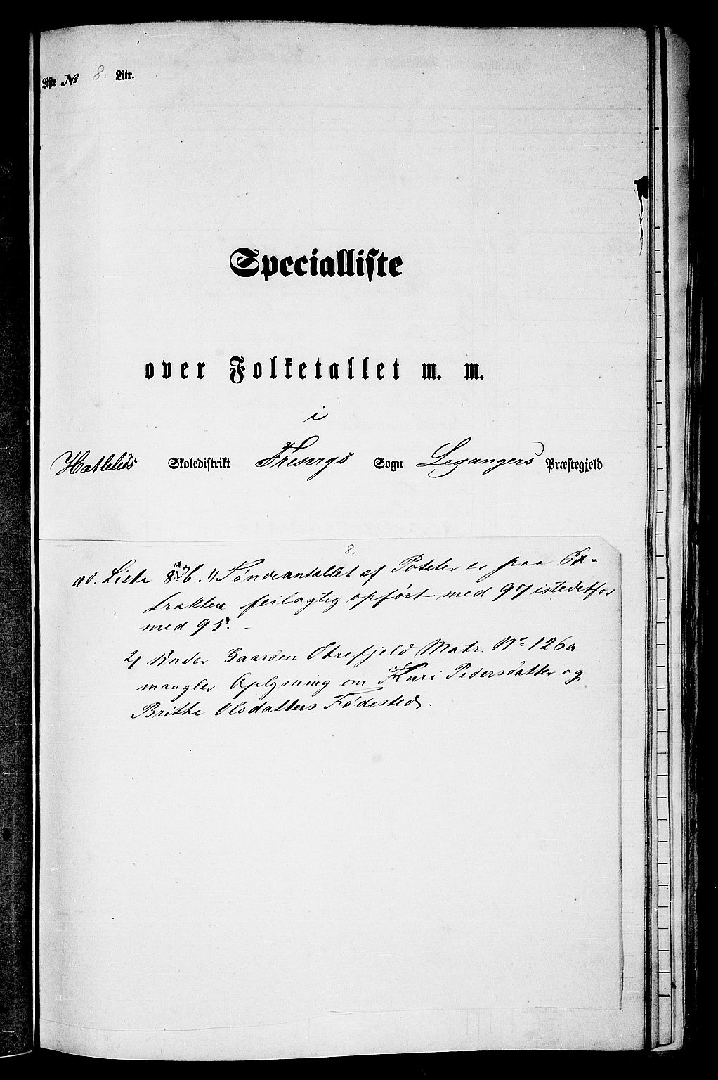 RA, Folketelling 1865 for 1419P Leikanger prestegjeld, 1865, s. 98