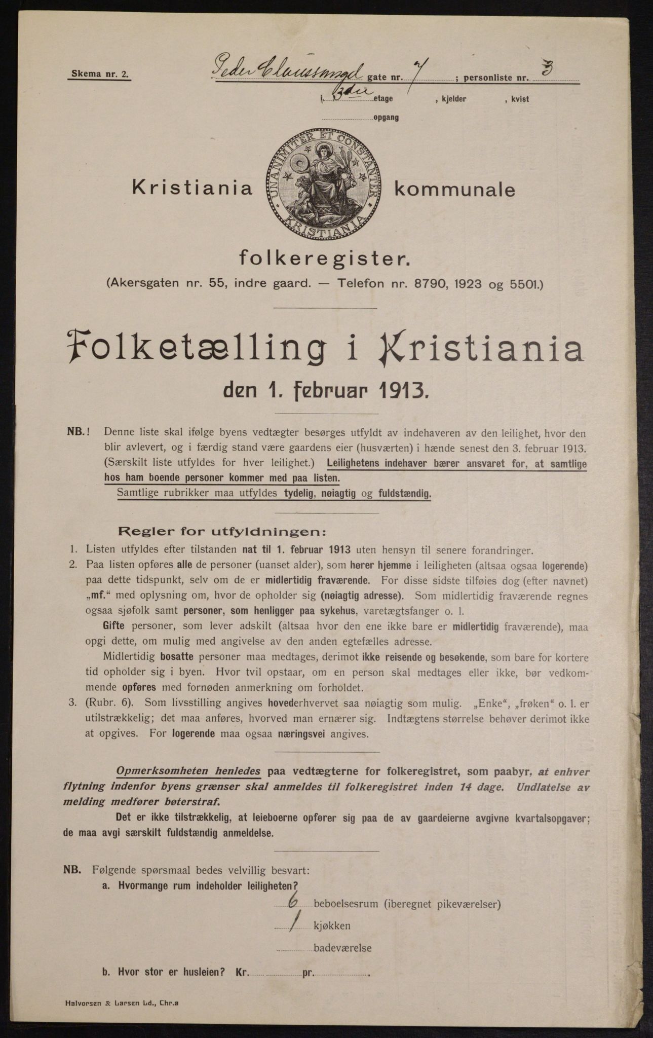 OBA, Kommunal folketelling 1.2.1913 for Kristiania, 1913, s. 78961