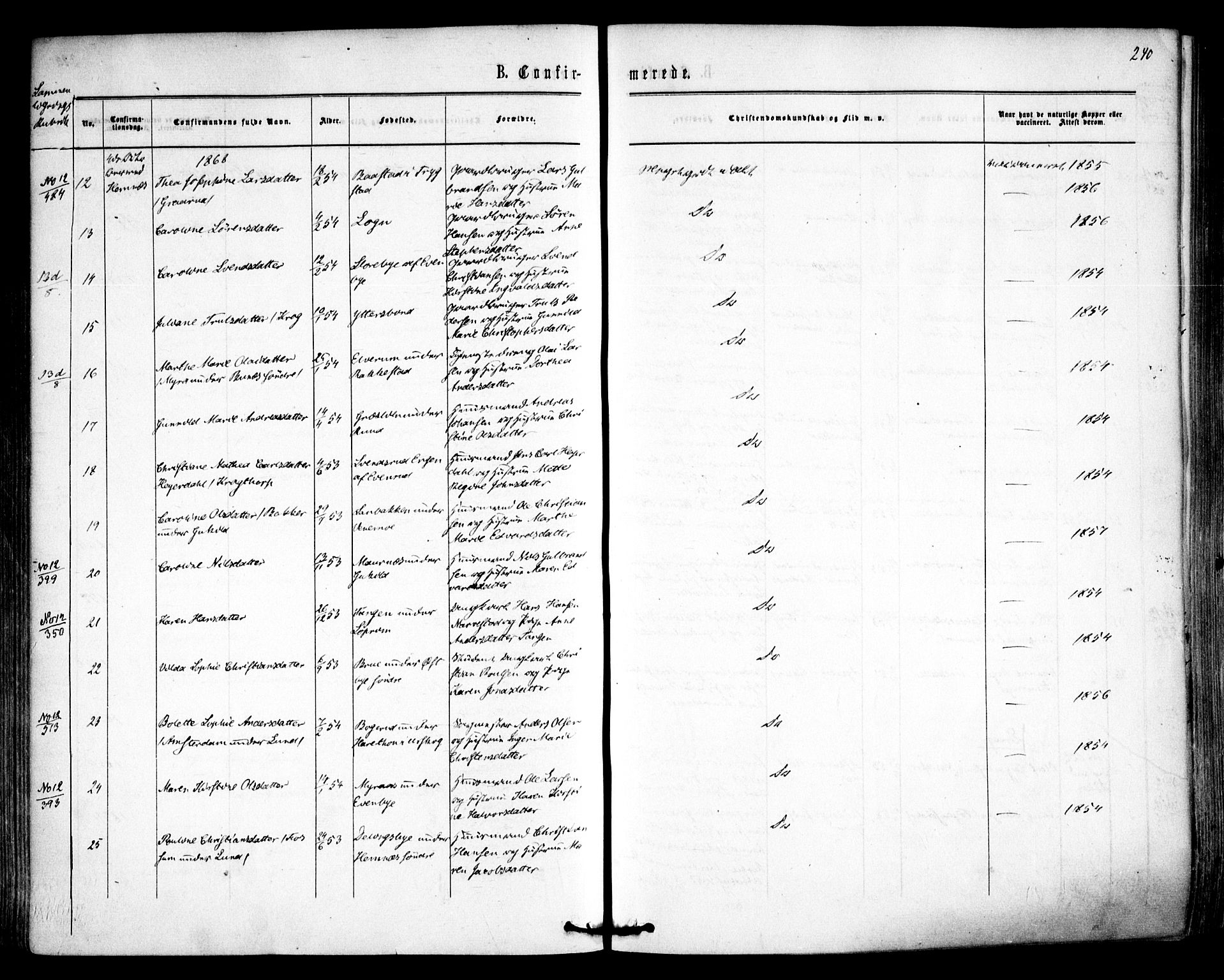 Høland prestekontor Kirkebøker, AV/SAO-A-10346a/F/Fa/L0011: Ministerialbok nr. I 11, 1862-1869, s. 240