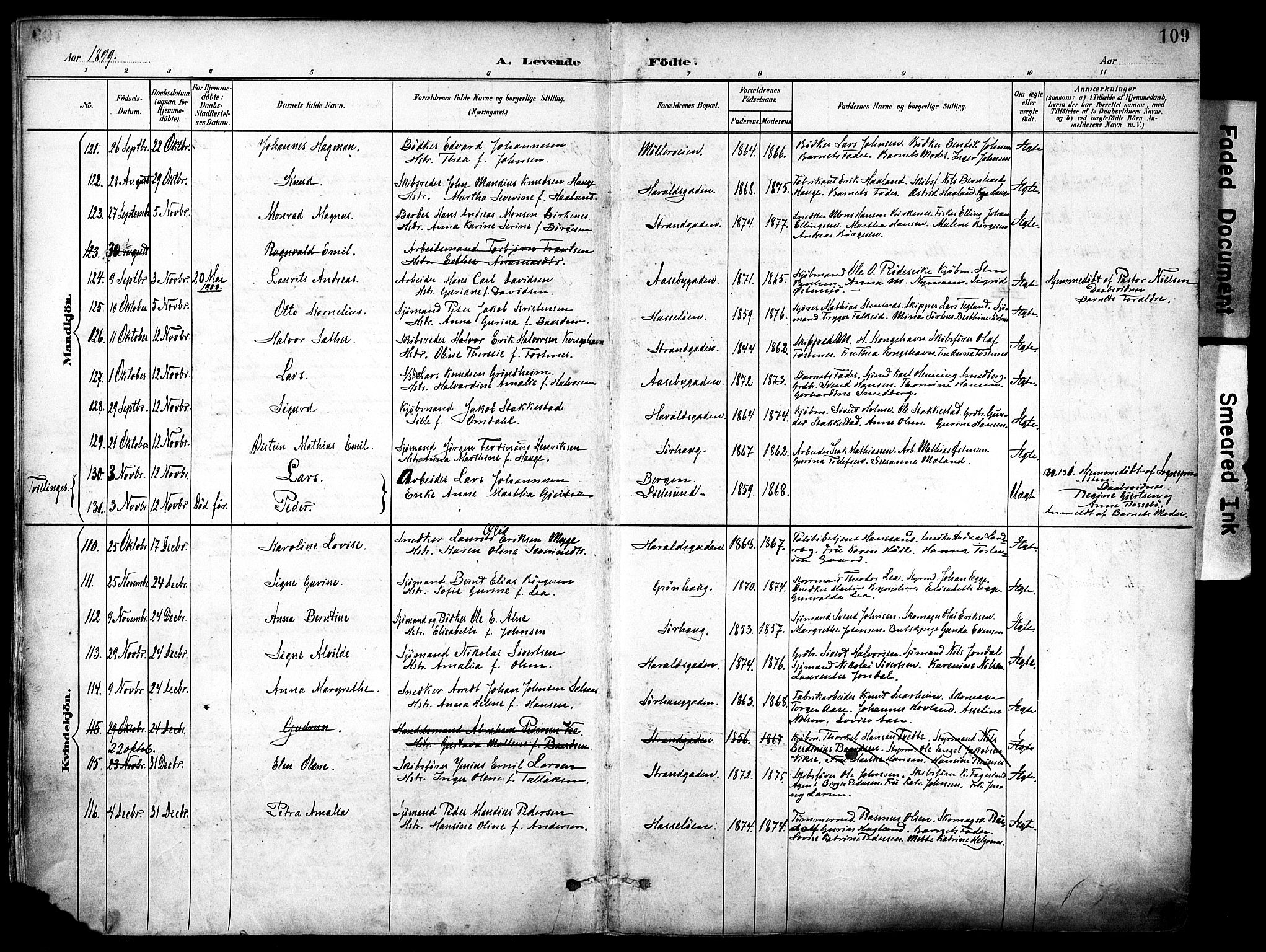 Haugesund sokneprestkontor, AV/SAST-A -101863/H/Ha/Haa/L0006: Ministerialbok nr. A 6, 1891-1907, s. 109