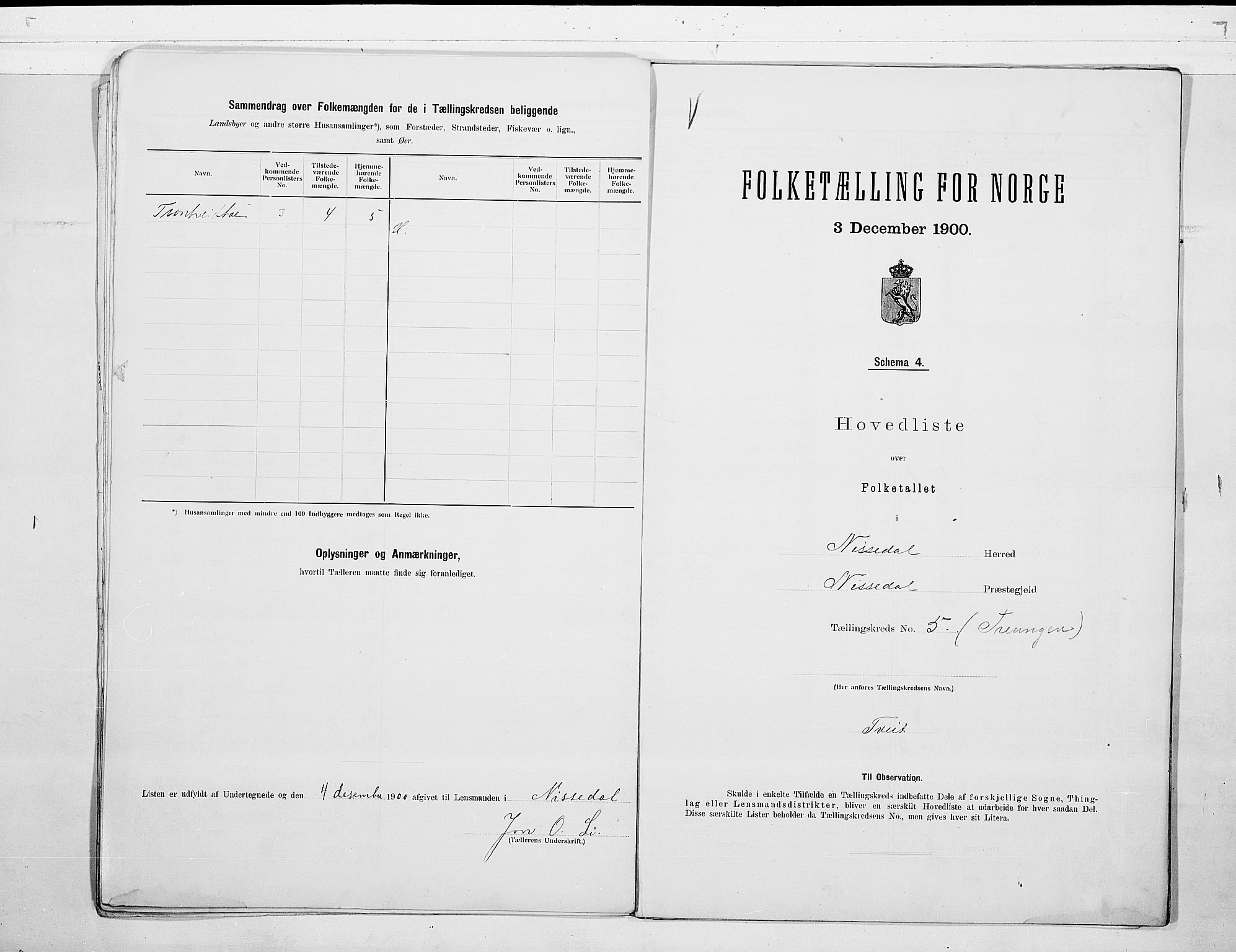 SAKO, Folketelling 1900 for 0830 Nissedal herred, 1900, s. 12