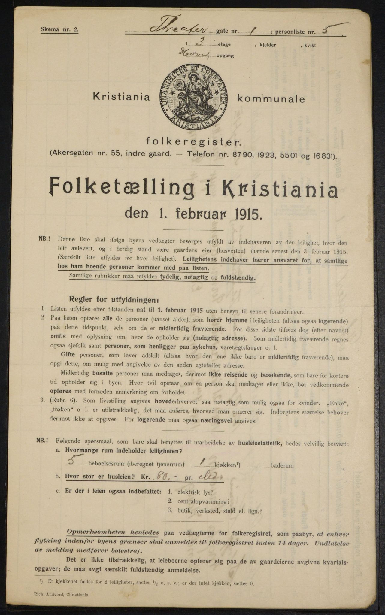 OBA, Kommunal folketelling 1.2.1915 for Kristiania, 1915, s. 107285