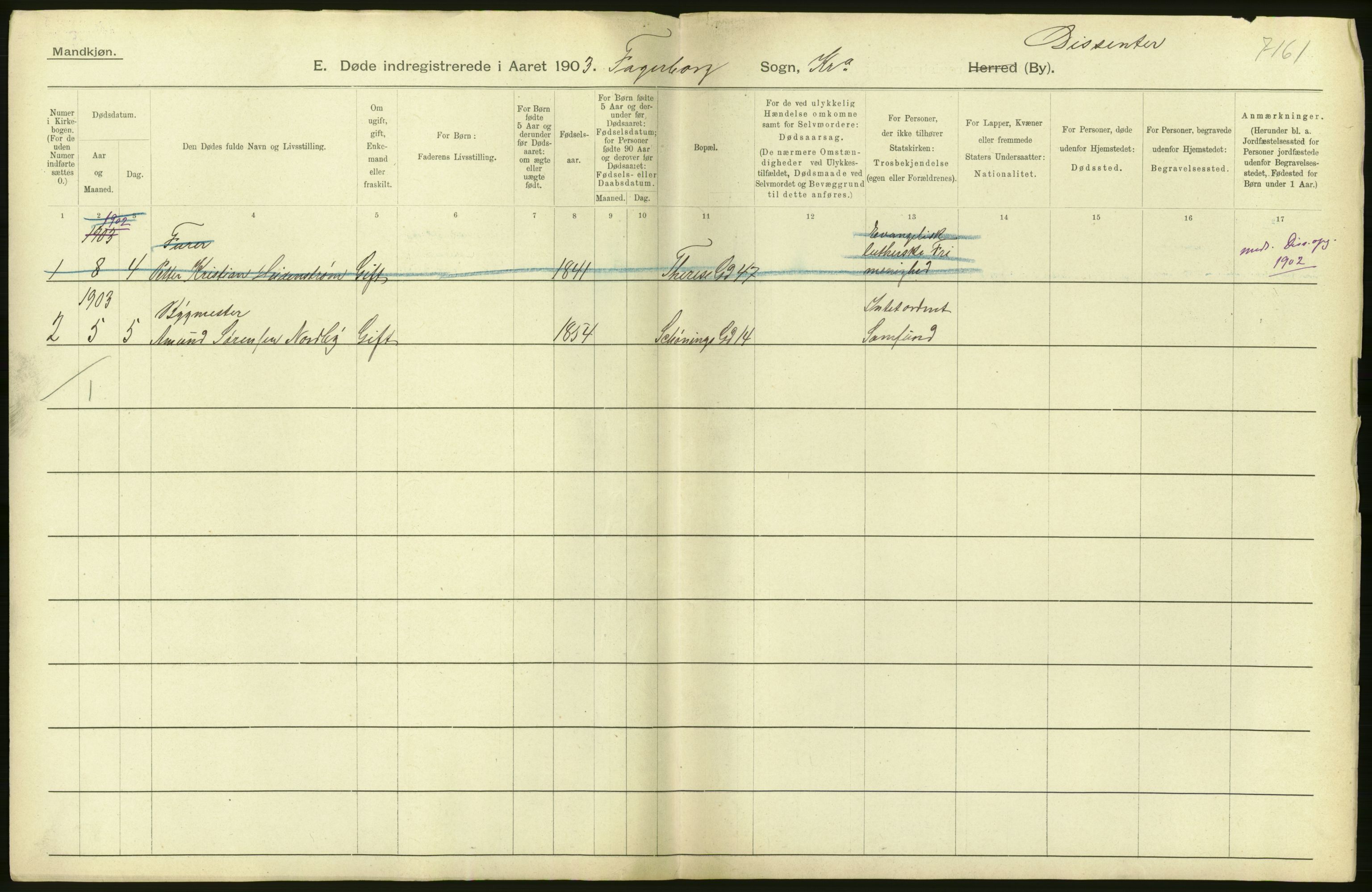 Statistisk sentralbyrå, Sosiodemografiske emner, Befolkning, RA/S-2228/D/Df/Dfa/Dfaa/L0004: Kristiania: Gifte, døde, 1903, s. 34