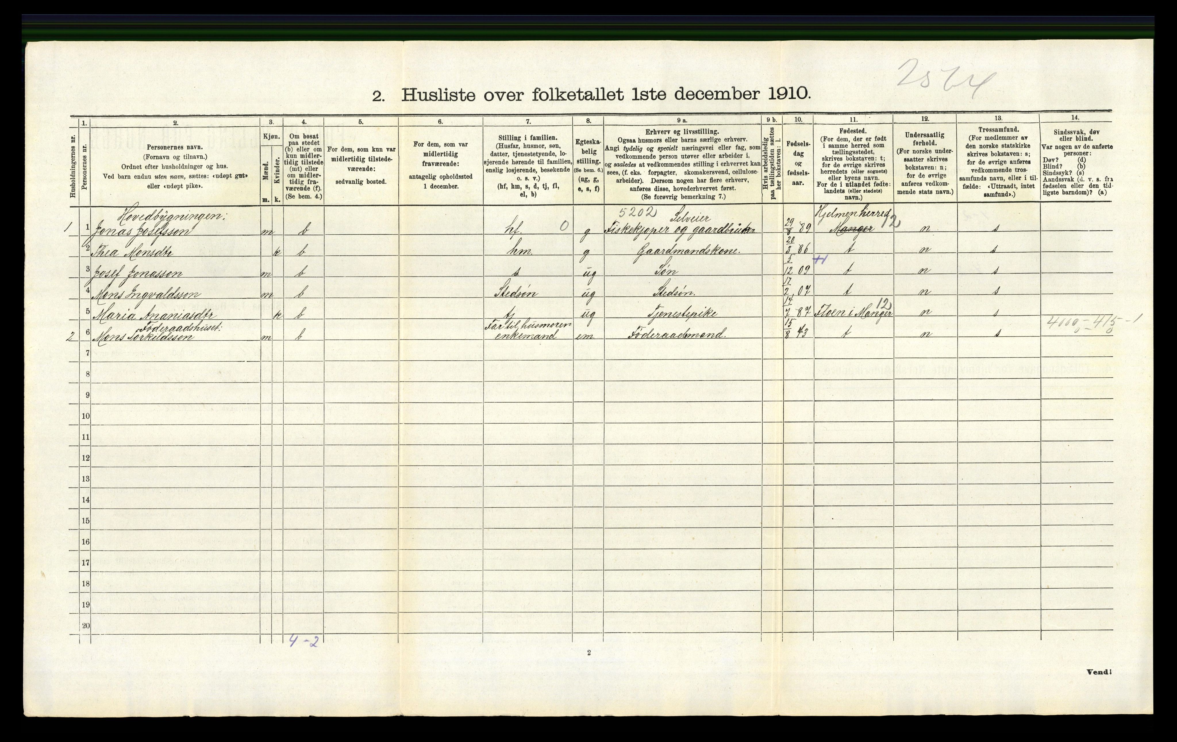 RA, Folketelling 1910 for 1258 Herdla herred, 1910, s. 1081