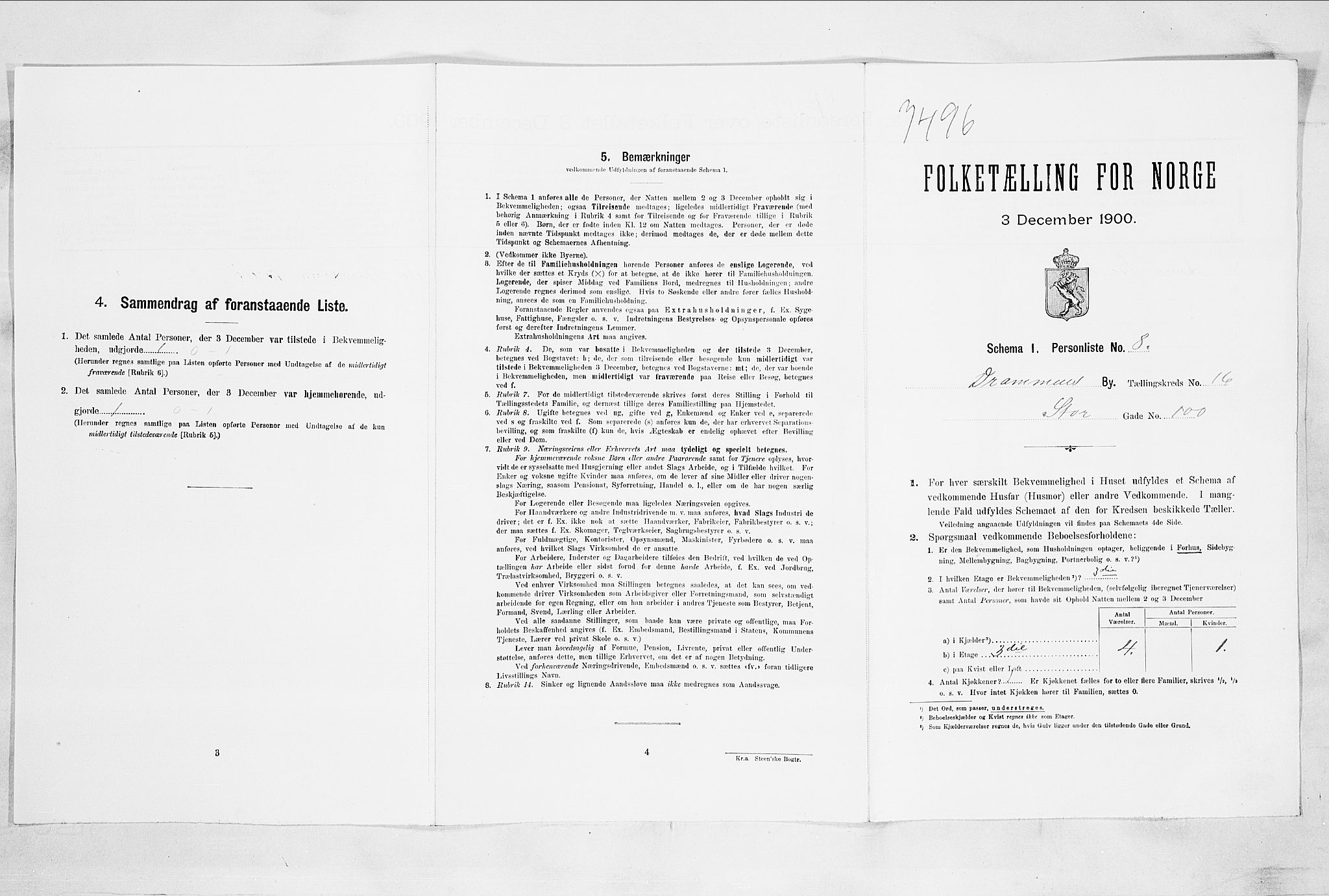 RA, Folketelling 1900 for 0602 Drammen kjøpstad, 1900, s. 3013