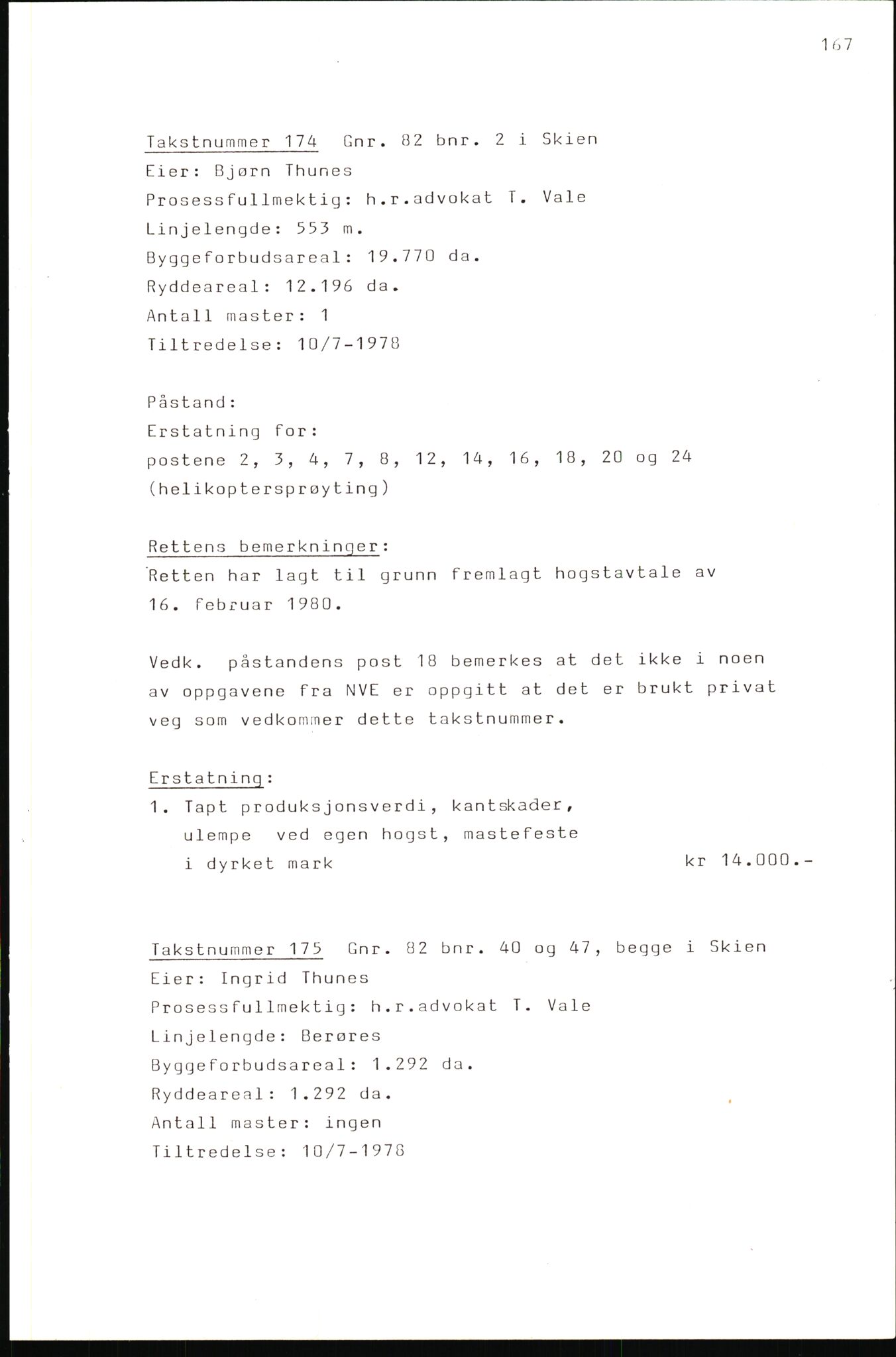 Vest-Telemark sorenskriveri, AV/SAKO-A-134/F/Fo/Fob/L0004: Skjønn/rettsbøker for kraftutbygging/veg, 1973-1989, s. 1009