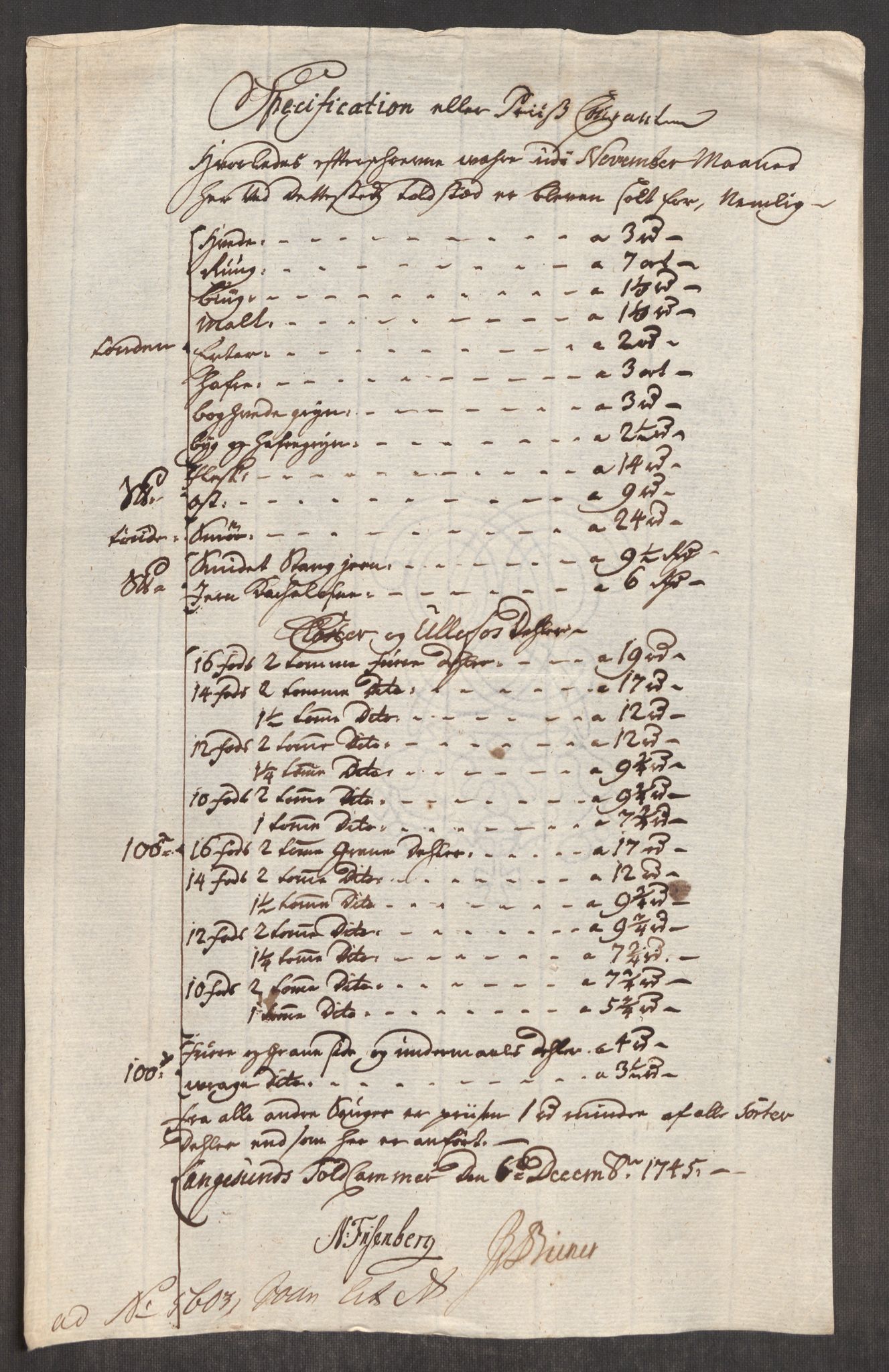 Rentekammeret inntil 1814, Realistisk ordnet avdeling, RA/EA-4070/Oe/L0003: [Ø1]: Priskuranter, 1745-1748, s. 131