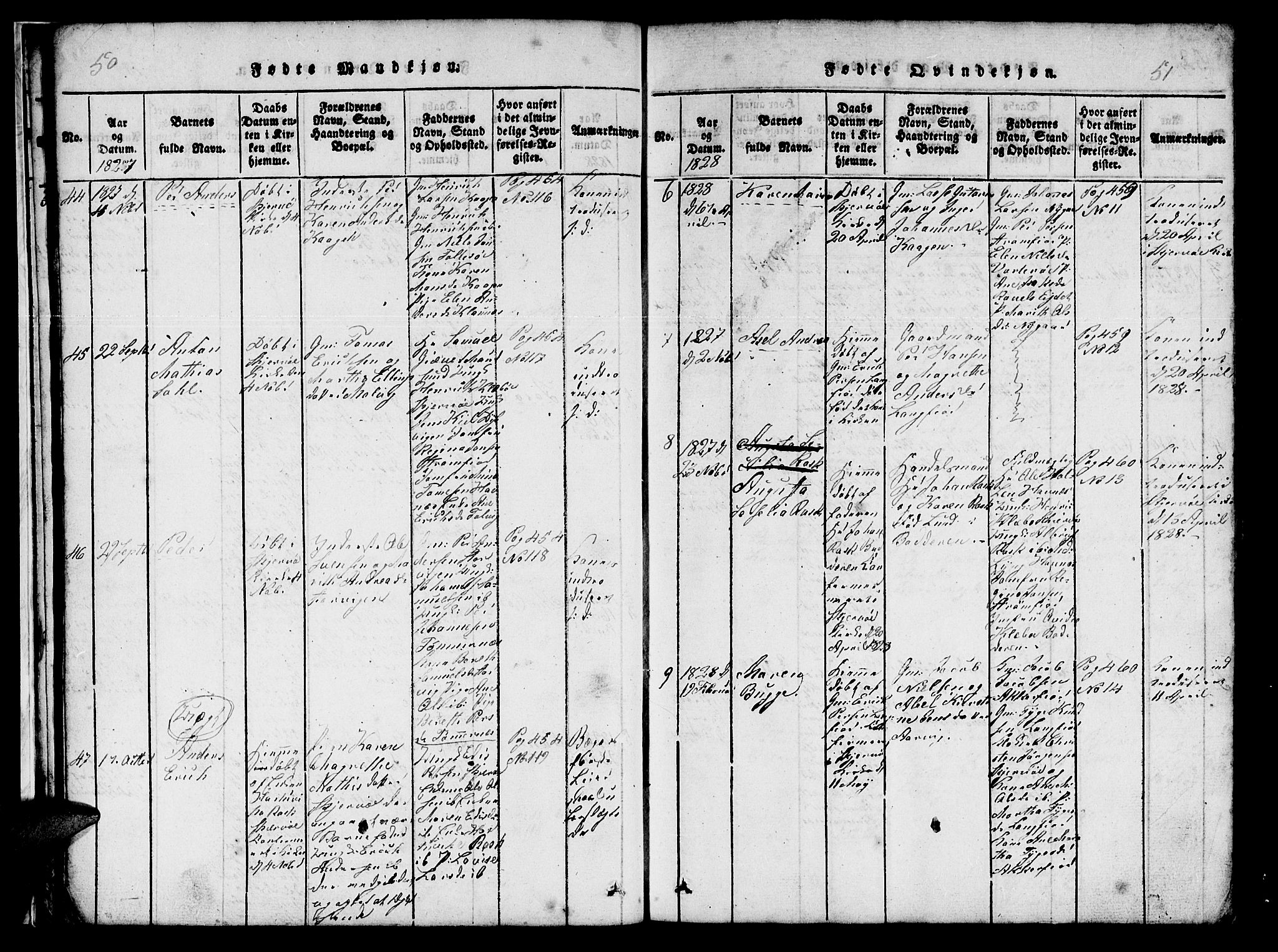 Skjervøy sokneprestkontor, AV/SATØ-S-1300/H/Ha/Hab/L0001klokker: Klokkerbok nr. 1, 1825-1838, s. 50-51