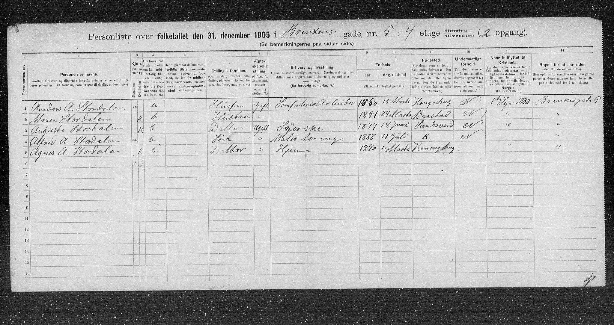 OBA, Kommunal folketelling 31.12.1905 for Kristiania kjøpstad, 1905, s. 4417