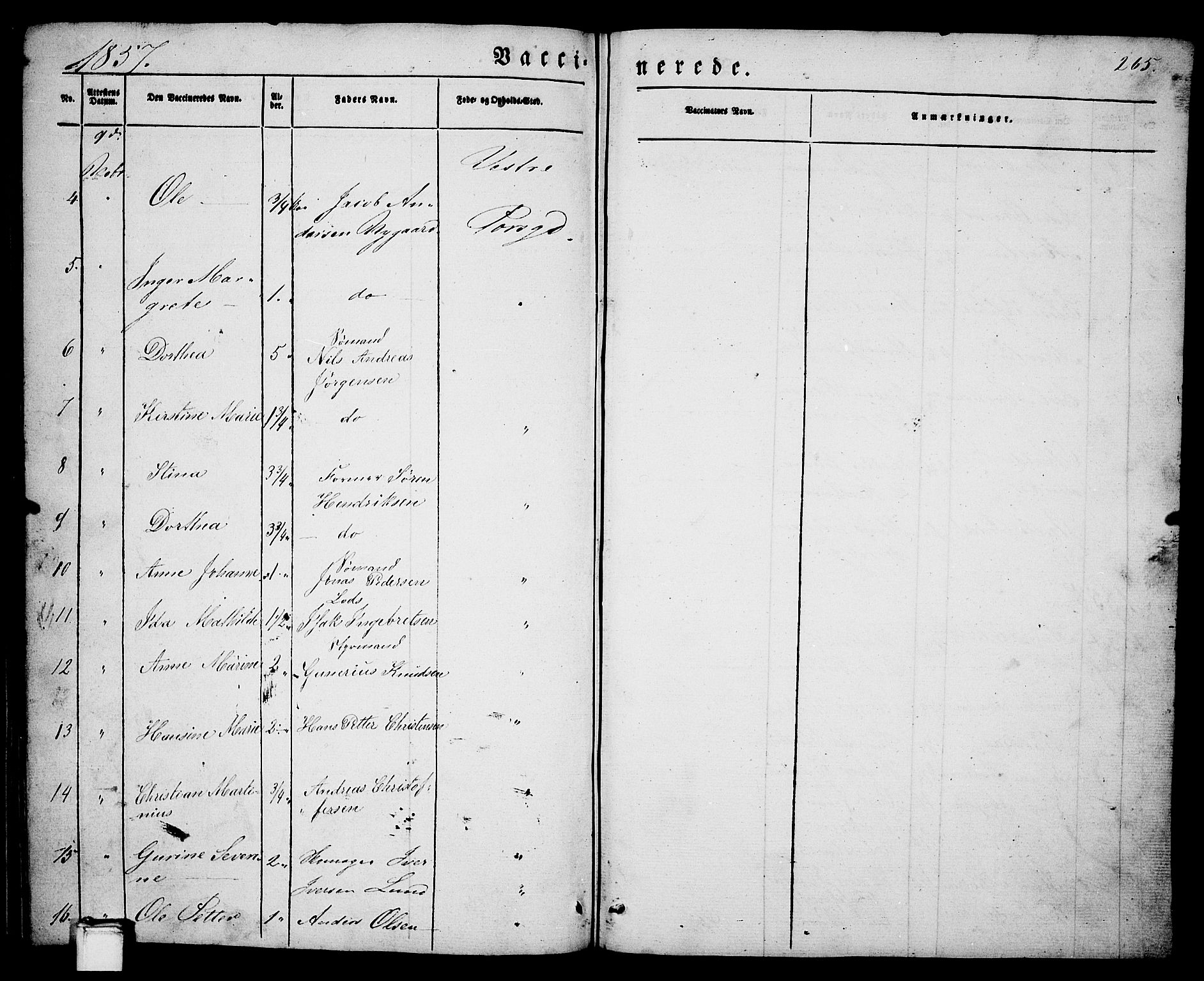 Porsgrunn kirkebøker , AV/SAKO-A-104/G/Ga/L0002: Klokkerbok nr. I 2, 1847-1877, s. 265