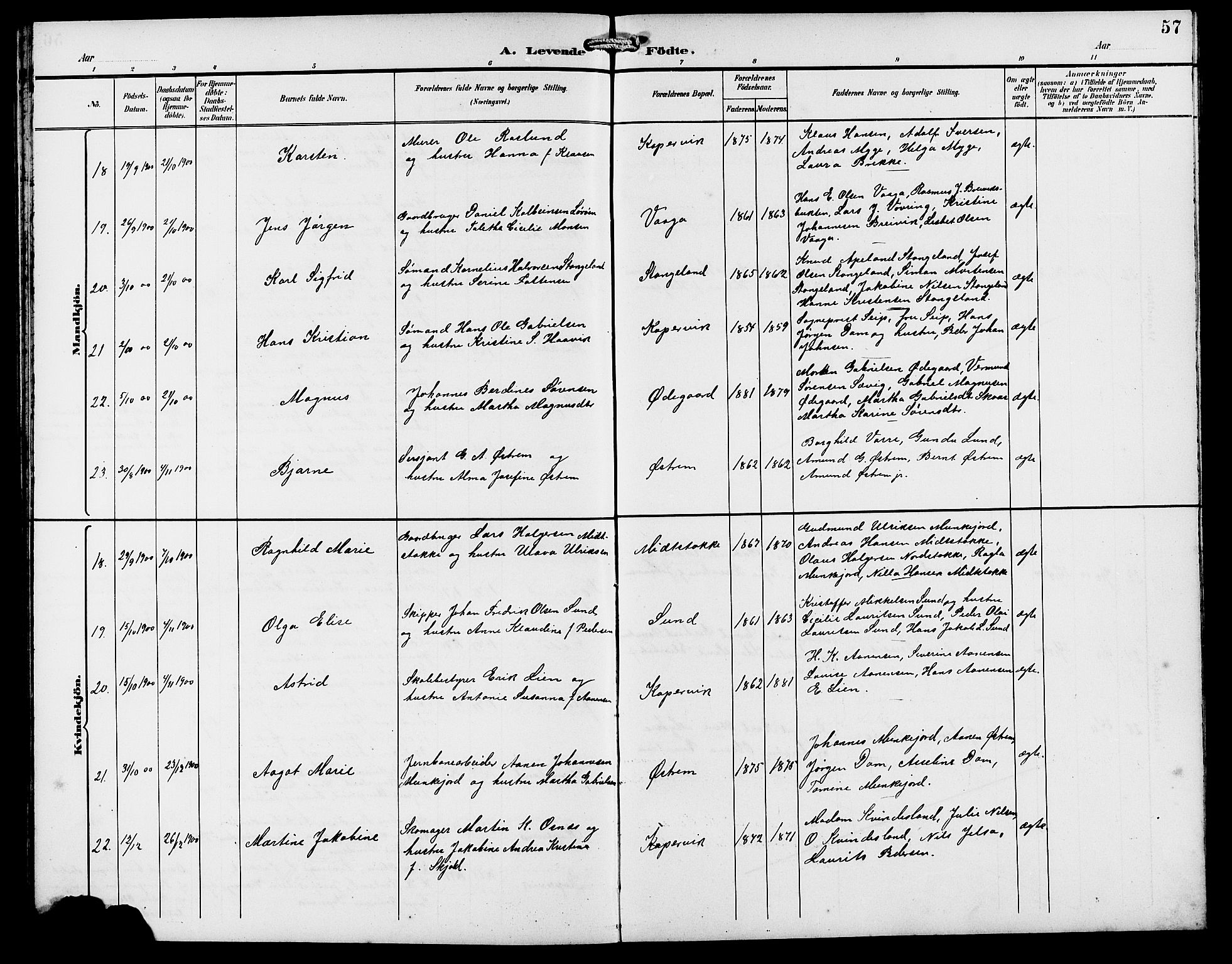 Kopervik sokneprestkontor, AV/SAST-A-101850/H/Ha/Hab/L0003: Klokkerbok nr. B 3, 1891-1909, s. 57