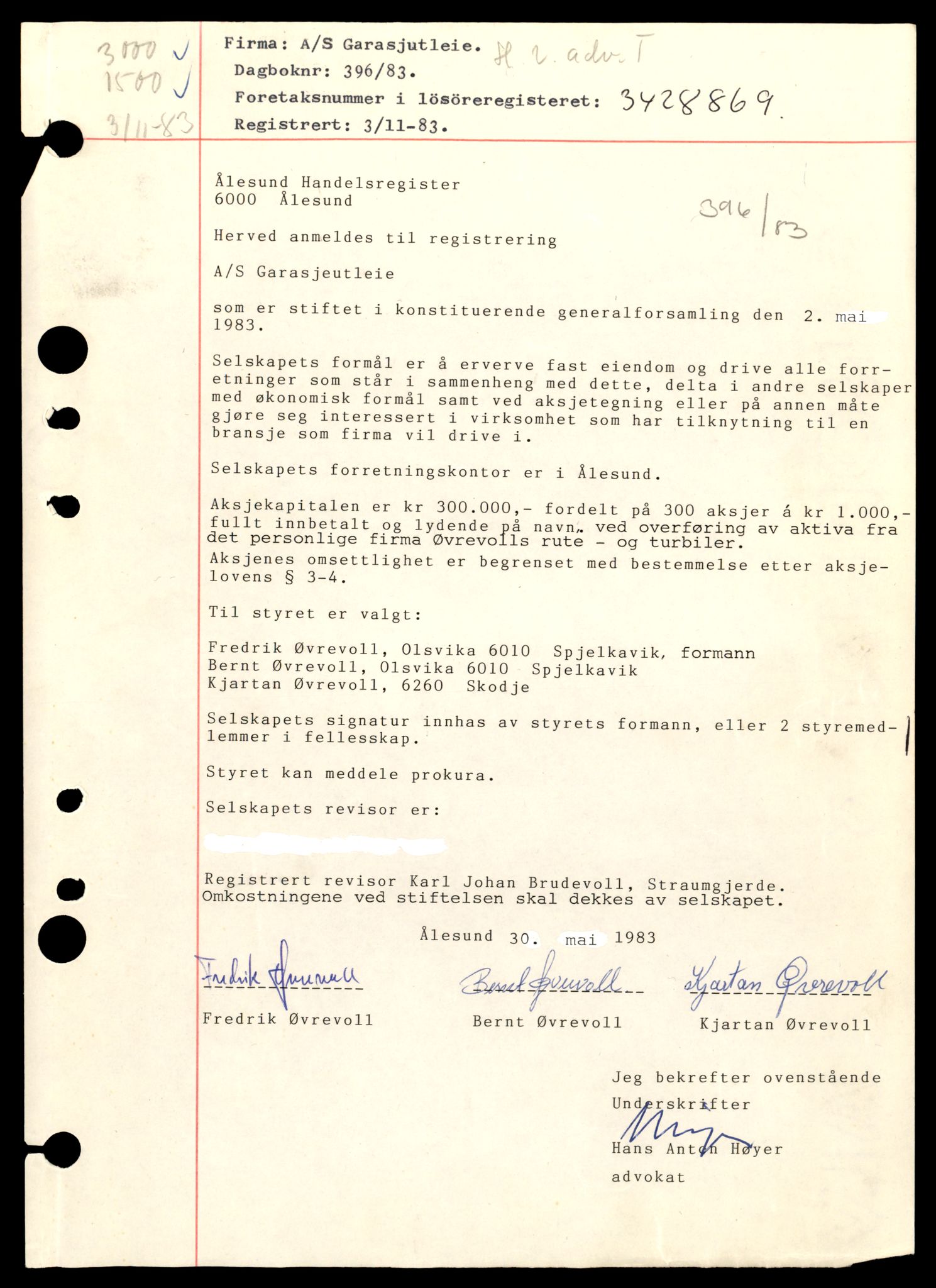 Ålesund sorenskriveri, SAT/A-4383/2/J/Jc/Jce/L0005: Aksjeselskap, G-M, 1921-1987, s. 1