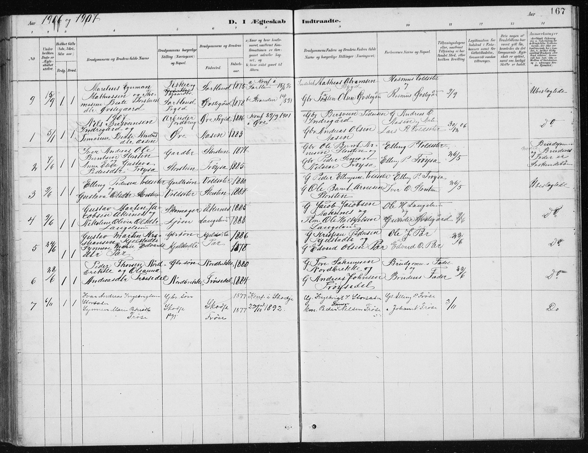 Ministerialprotokoller, klokkerbøker og fødselsregistre - Møre og Romsdal, AV/SAT-A-1454/517/L0230: Klokkerbok nr. 517C03, 1879-1912, s. 167