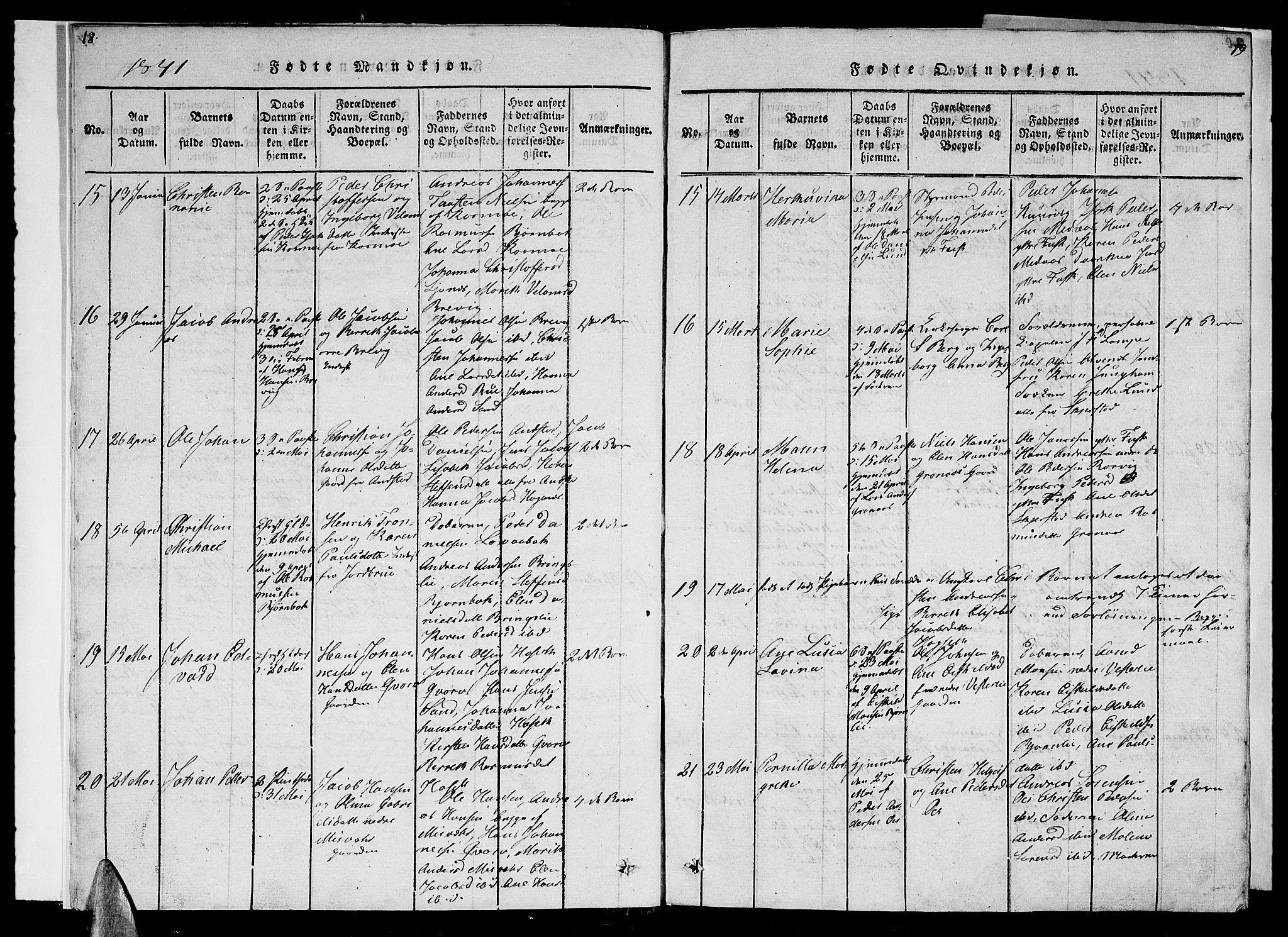 Ministerialprotokoller, klokkerbøker og fødselsregistre - Nordland, AV/SAT-A-1459/852/L0752: Klokkerbok nr. 852C03, 1840-1855, s. 18-19