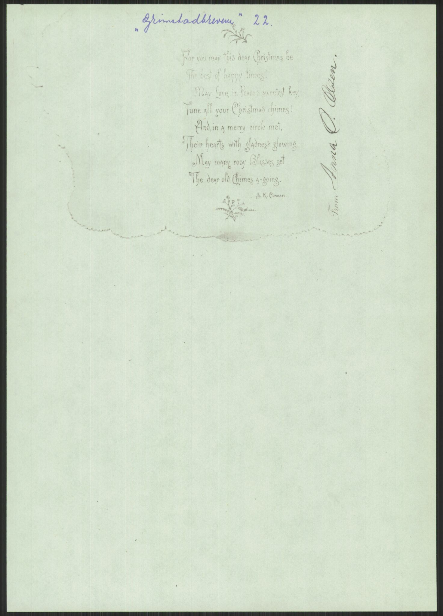 Samlinger til kildeutgivelse, Amerikabrevene, AV/RA-EA-4057/F/L0025: Innlån fra Aust-Agder: Aust-Agder-Arkivet, Grimstadbrevene, 1838-1914, s. 225