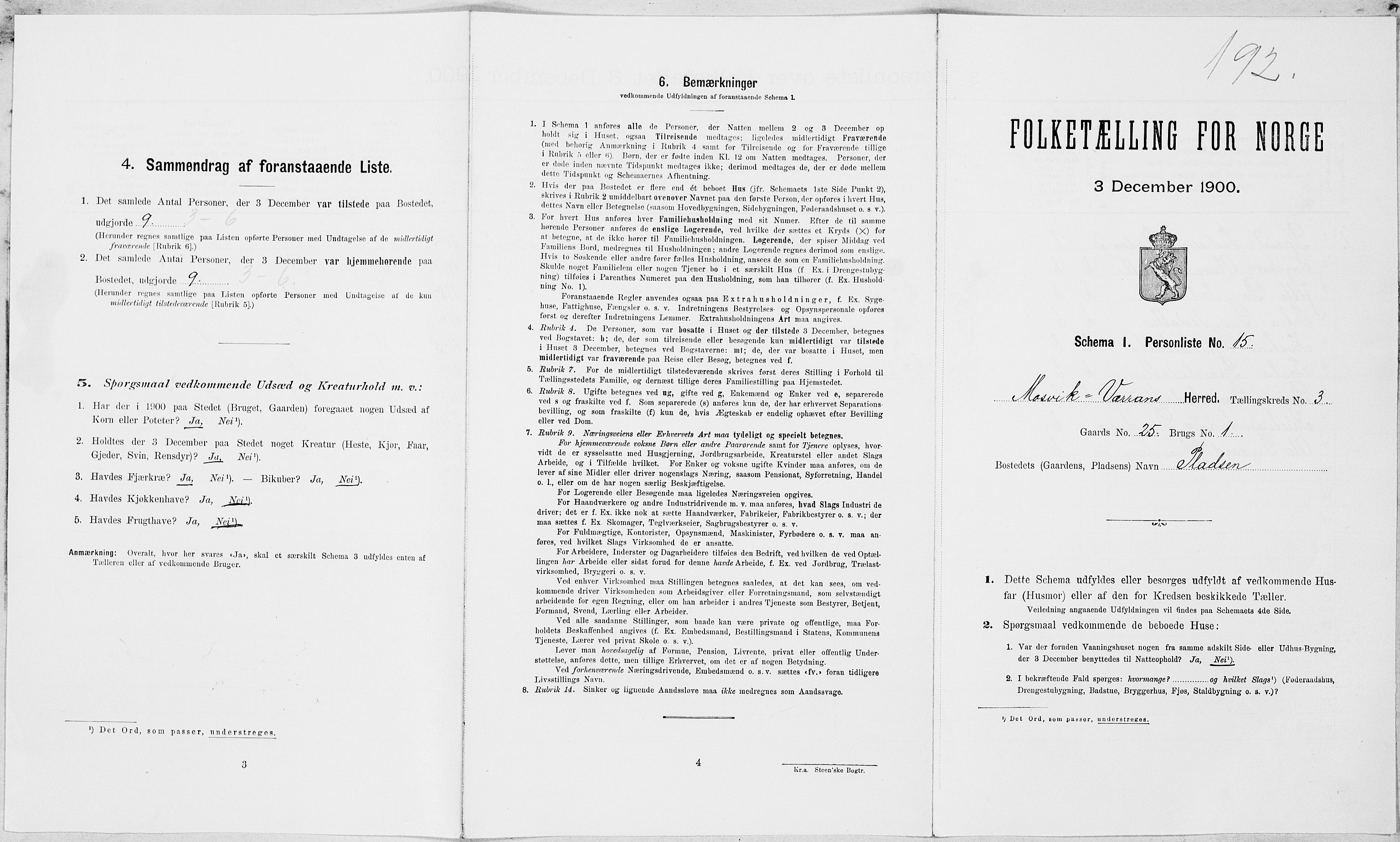 SAT, Folketelling 1900 for 1723 Mosvik og Verran herred, 1900, s. 297