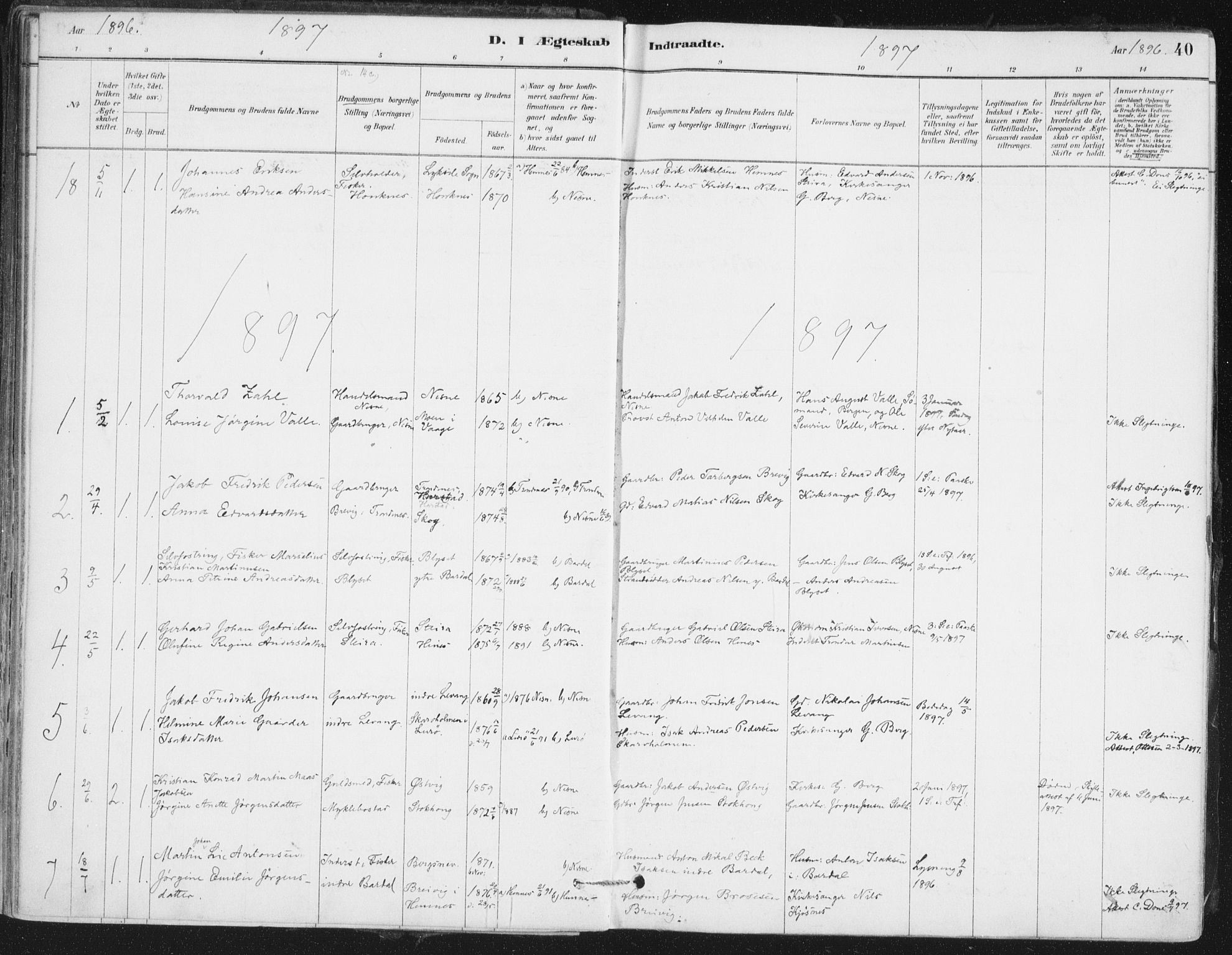 Ministerialprotokoller, klokkerbøker og fødselsregistre - Nordland, SAT/A-1459/838/L0553: Ministerialbok nr. 838A11, 1880-1910, s. 40