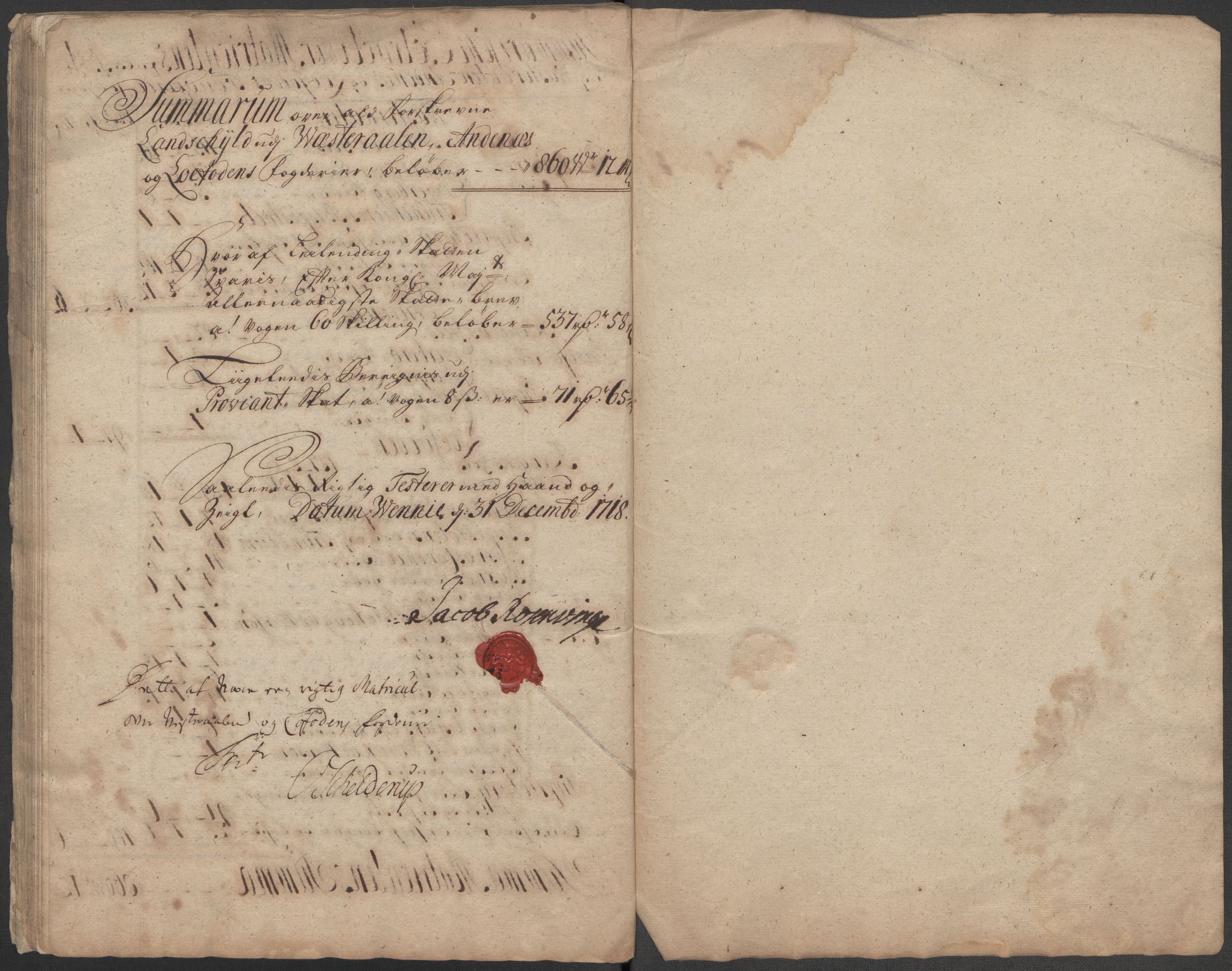 Rentekammeret inntil 1814, Reviderte regnskaper, Fogderegnskap, RA/EA-4092/R67/L4684: Fogderegnskap Vesterålen, Andenes og Lofoten, 1718, s. 94