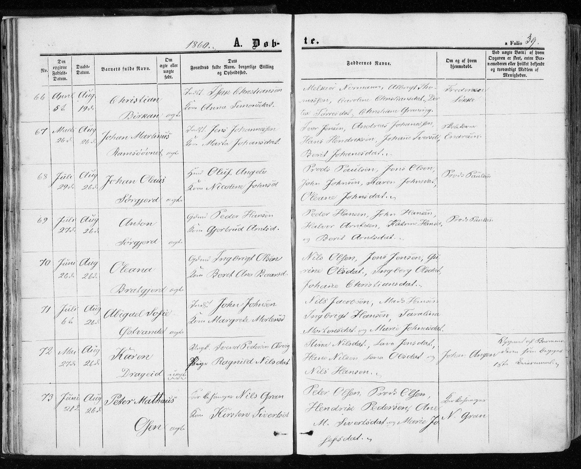 Ministerialprotokoller, klokkerbøker og fødselsregistre - Sør-Trøndelag, AV/SAT-A-1456/657/L0705: Ministerialbok nr. 657A06, 1858-1867, s. 39