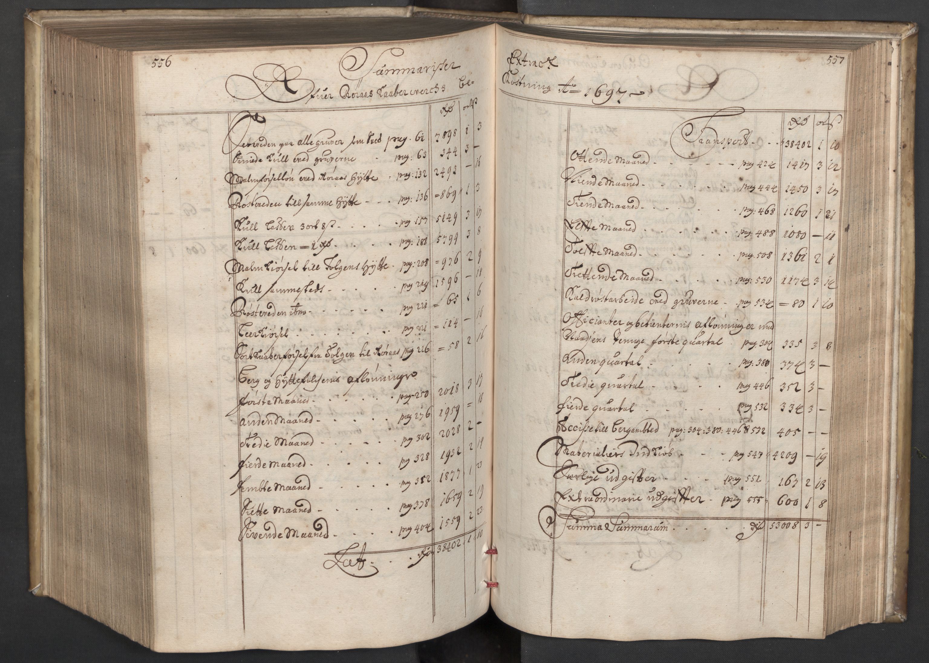 Røros kobberverk, AV/SAT-PA-0211/1/08/L0016: 8.1.15 Bergregnskap, 1697, s. 556-557