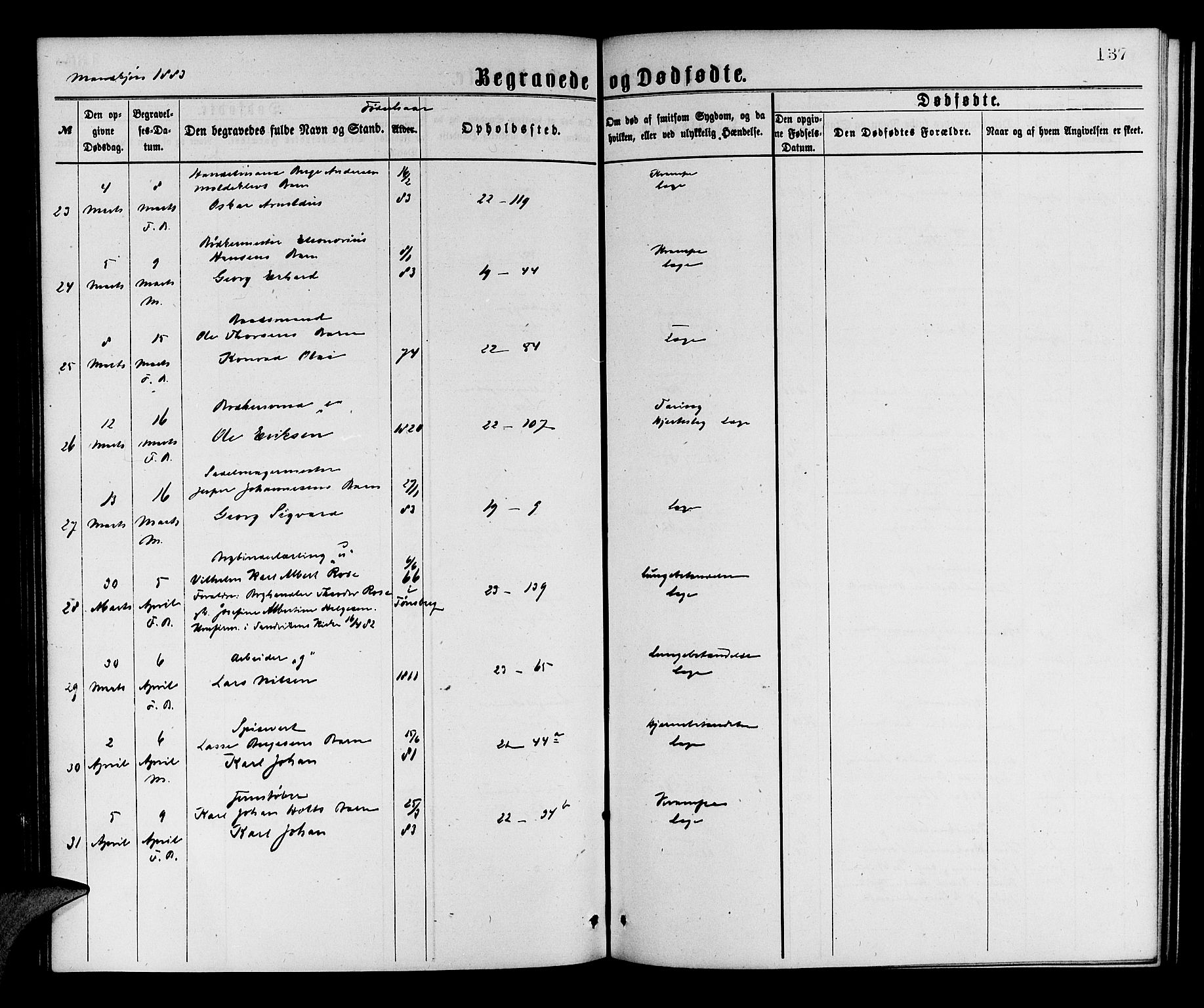 Korskirken sokneprestembete, AV/SAB-A-76101/H/Hab: Klokkerbok nr. E 3, 1871-1883, s. 137