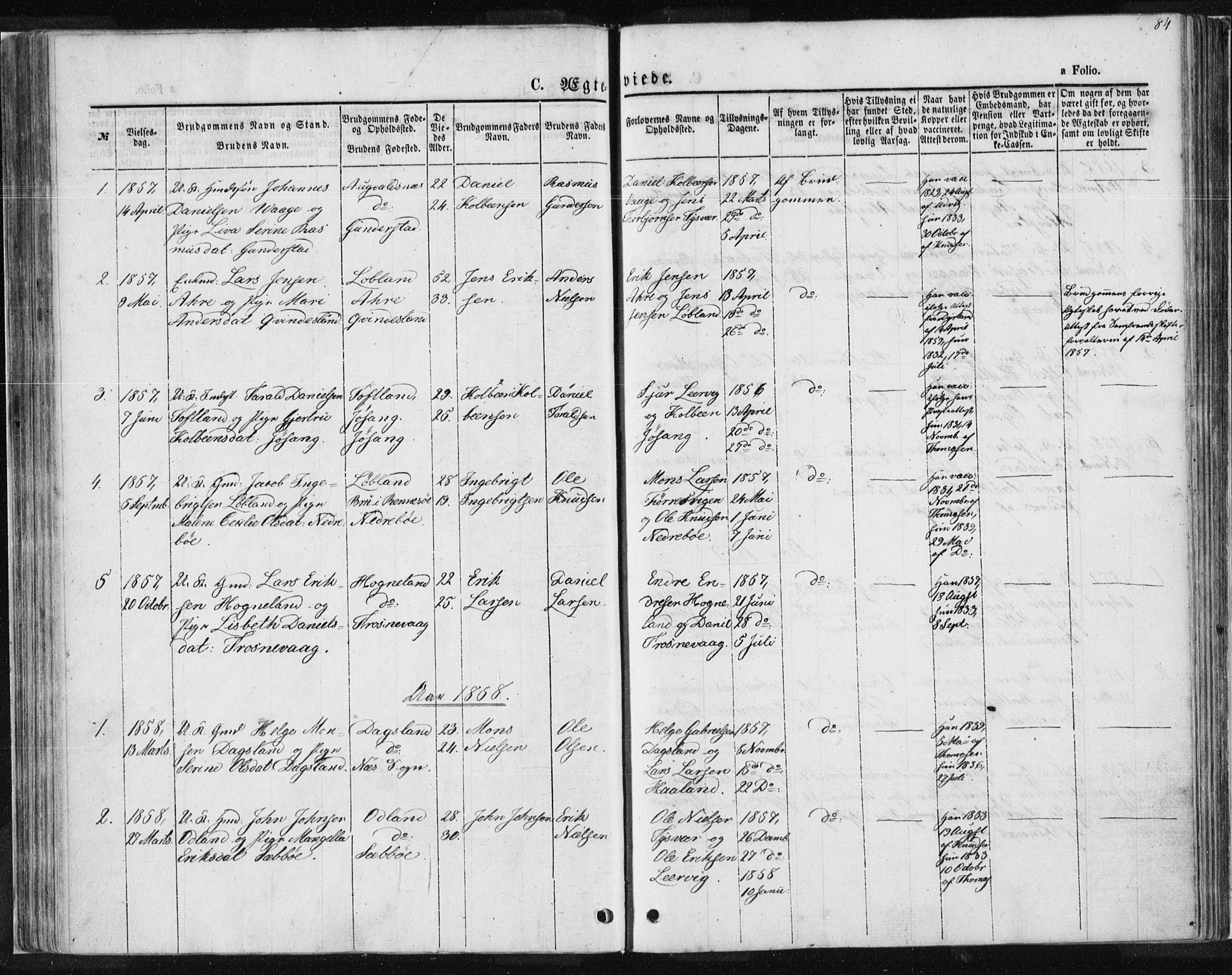 Tysvær sokneprestkontor, SAST/A -101864/H/Ha/Haa/L0004: Ministerialbok nr. A 4, 1857-1878, s. 84