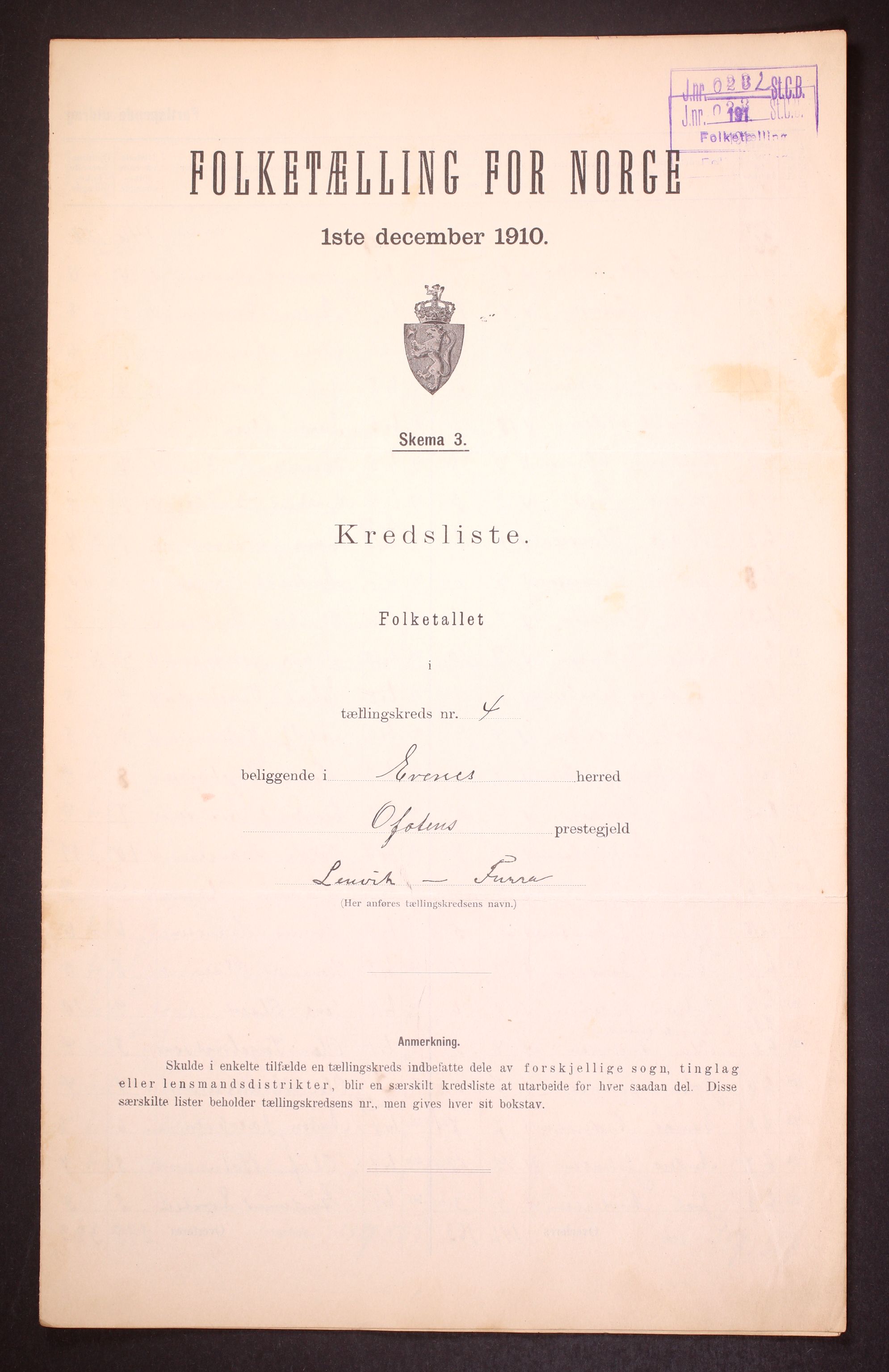 RA, Folketelling 1910 for 1853 Evenes herred, 1910, s. 16
