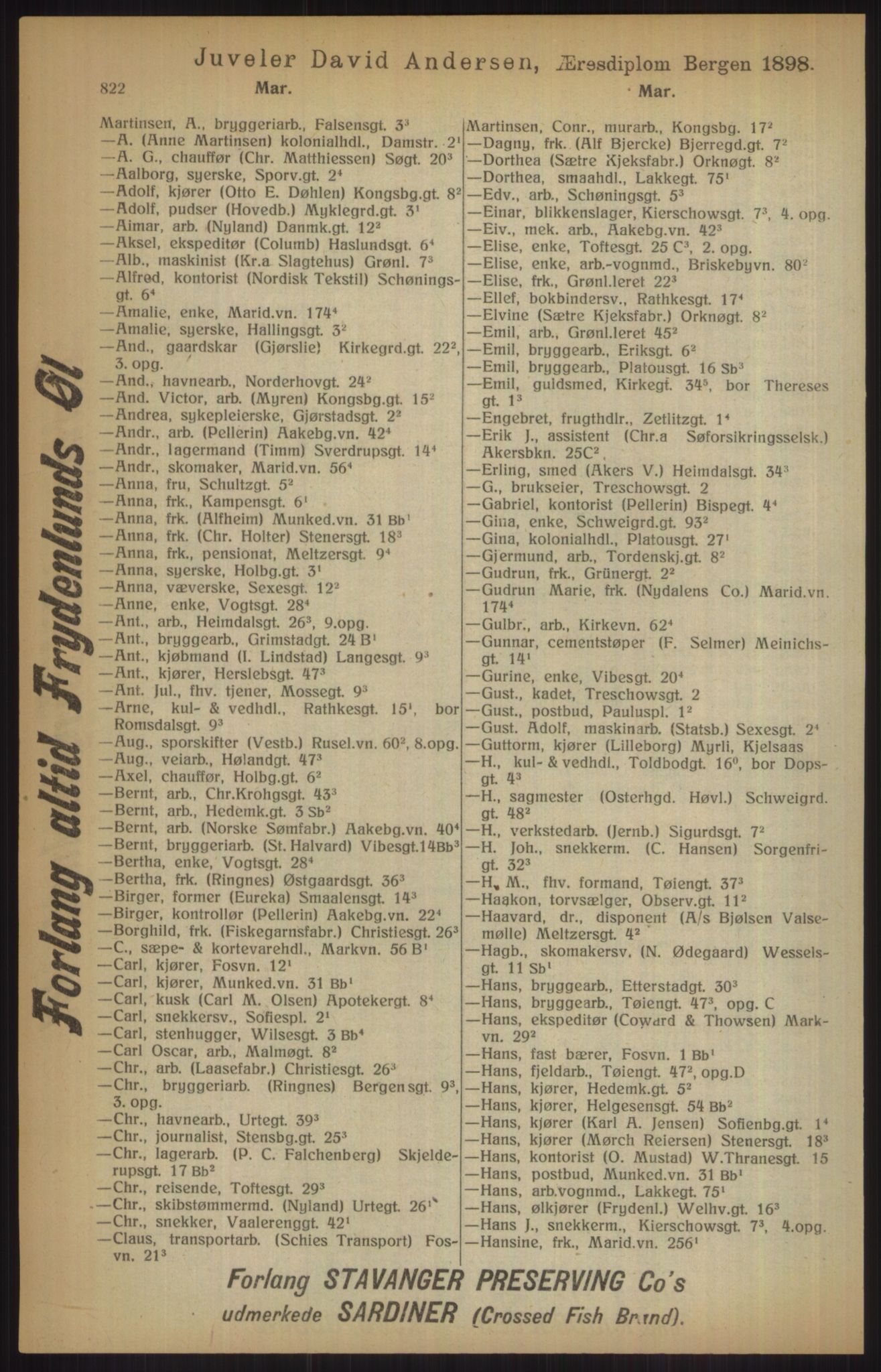 Kristiania/Oslo adressebok, PUBL/-, 1915, s. 822