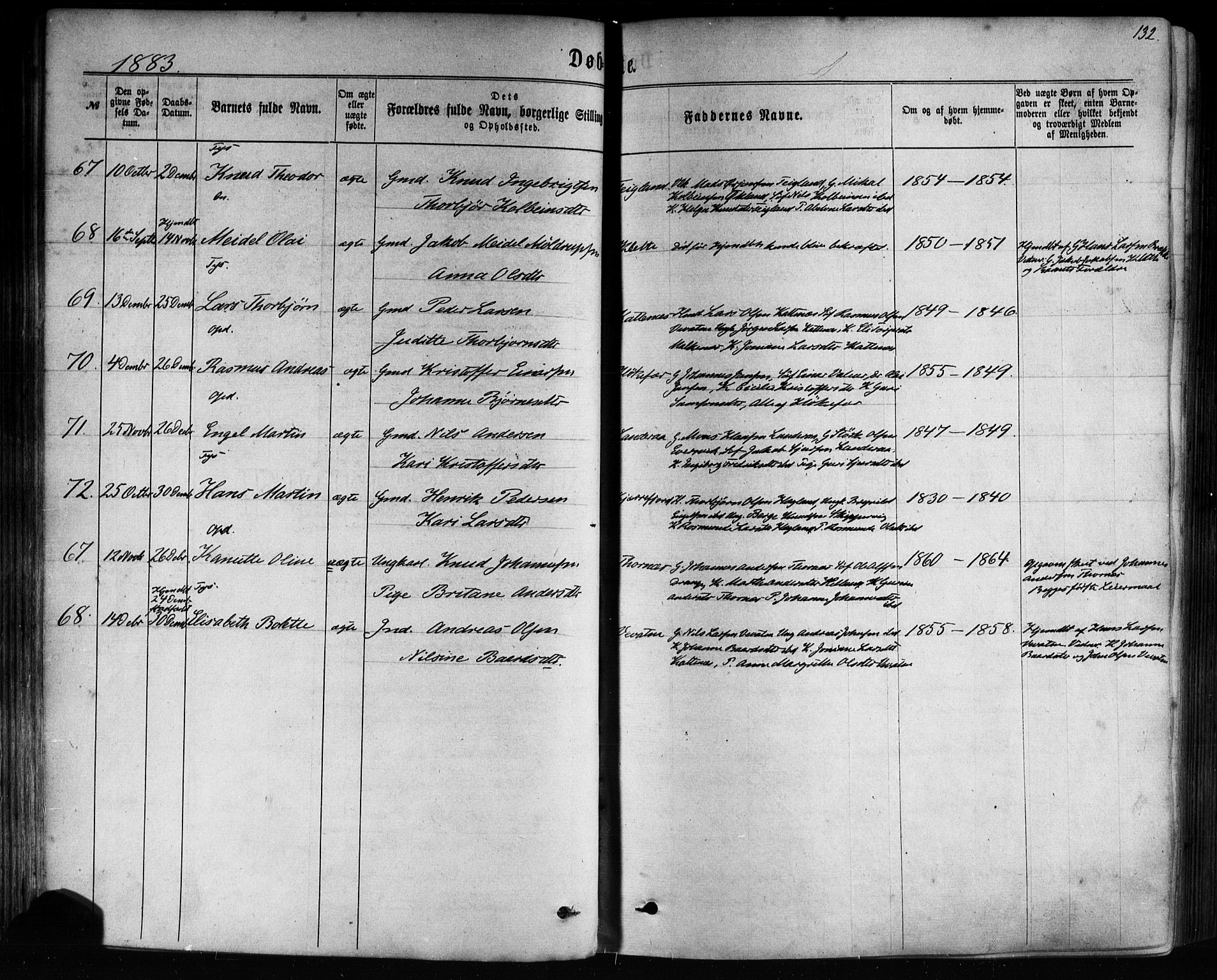 Tysnes sokneprestembete, AV/SAB-A-78601/H/Haa: Ministerialbok nr. A 12, 1872-1886, s. 132