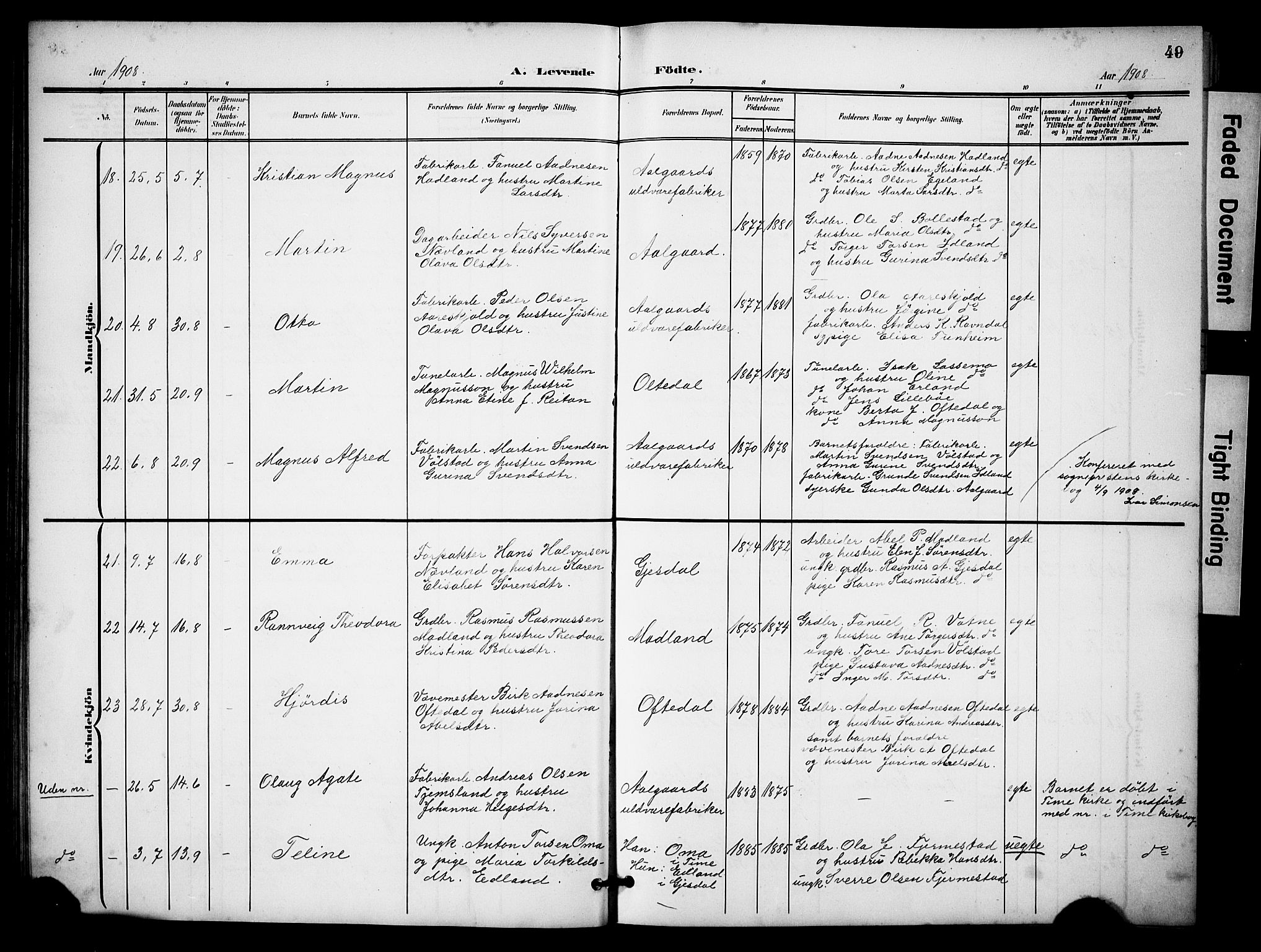 Lye sokneprestkontor, AV/SAST-A-101794/001/30BB/L0009: Klokkerbok nr. B 9, 1902-1923, s. 49