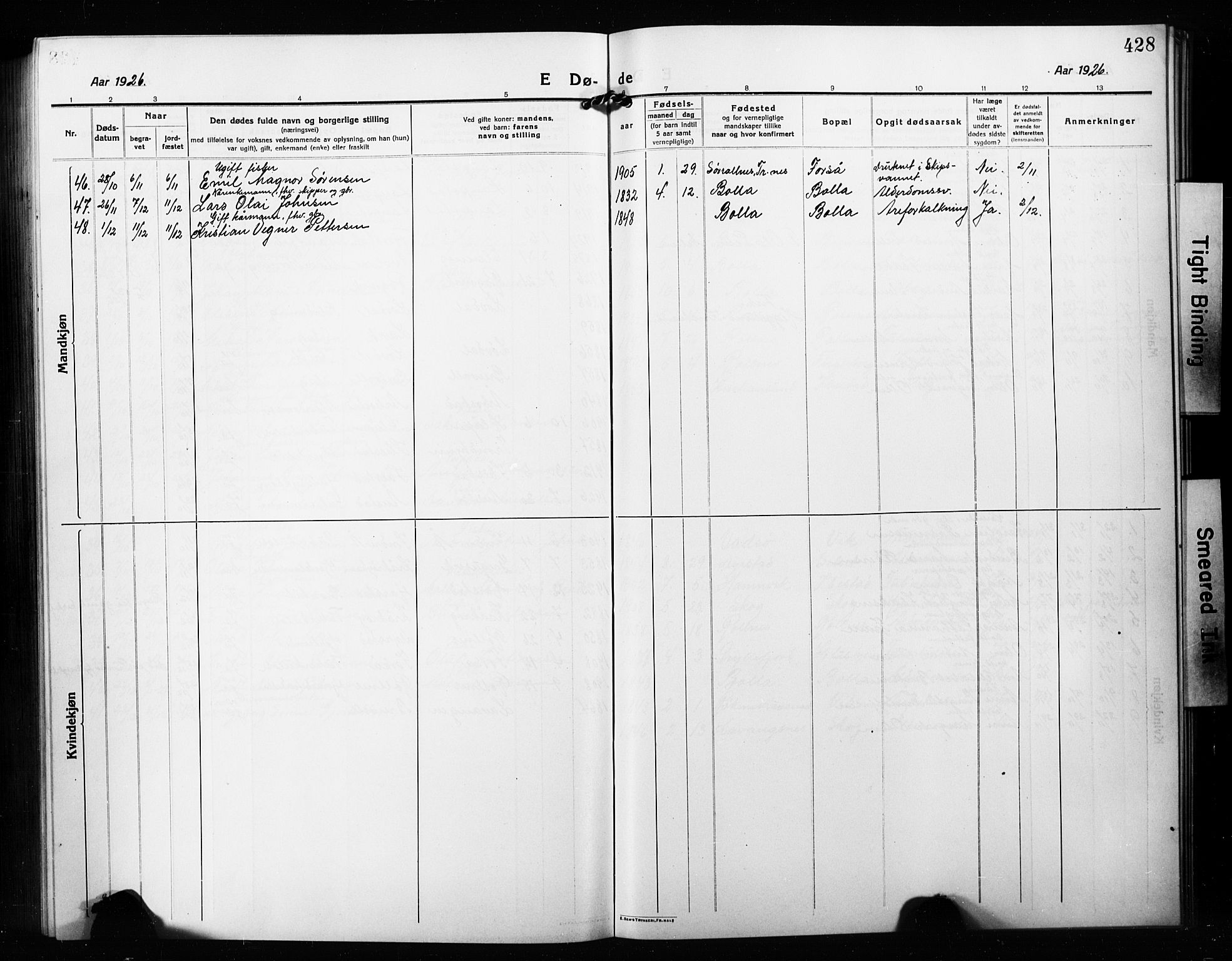 Ibestad sokneprestembete, SATØ/S-0077/H/Ha/Hab/L0010klokker: Klokkerbok nr. 10, 1915-1929, s. 428