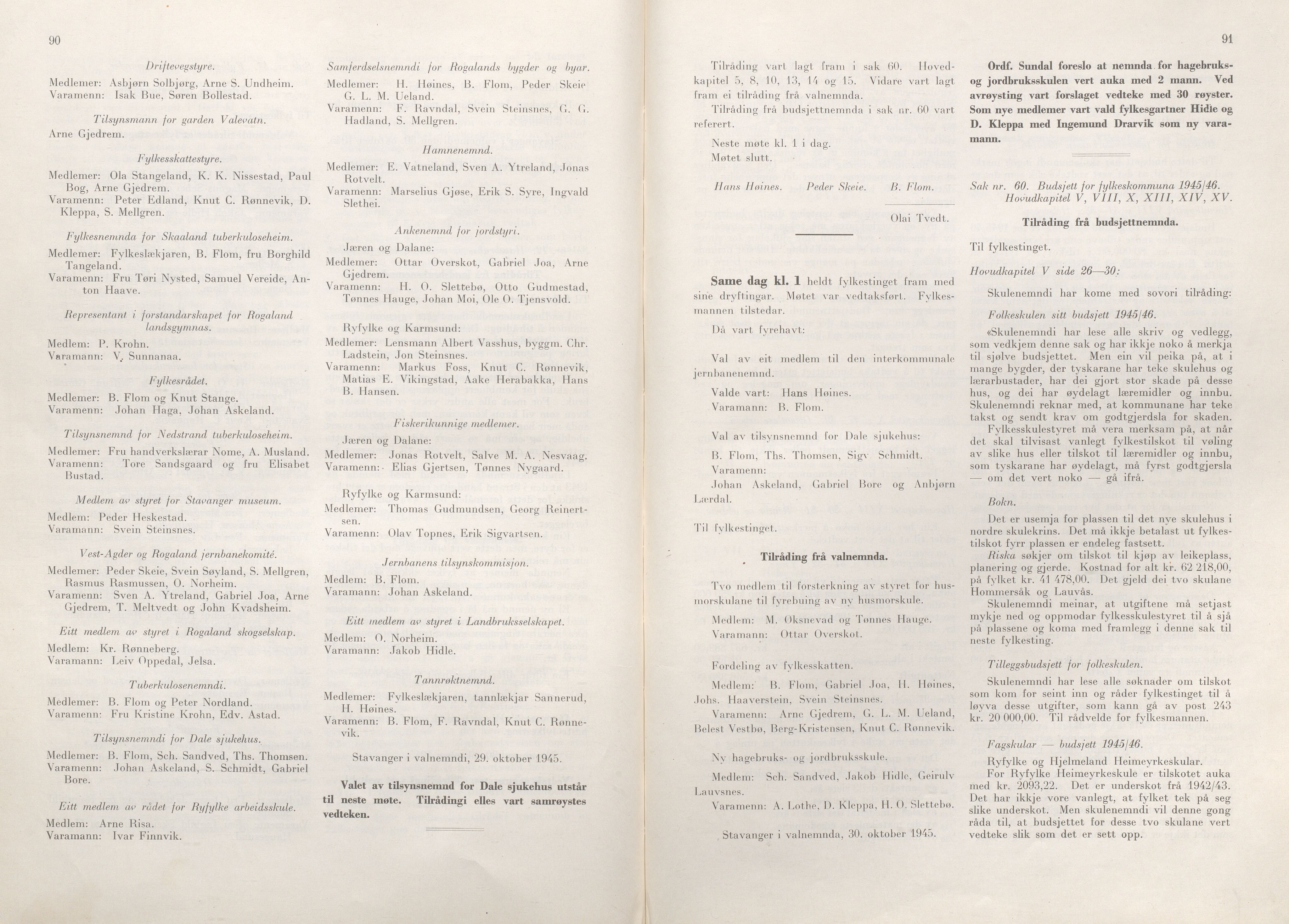 Rogaland fylkeskommune - Fylkesrådmannen , IKAR/A-900/A/Aa/Aaa/L0064: Møtebok , 1945, s. 90-91