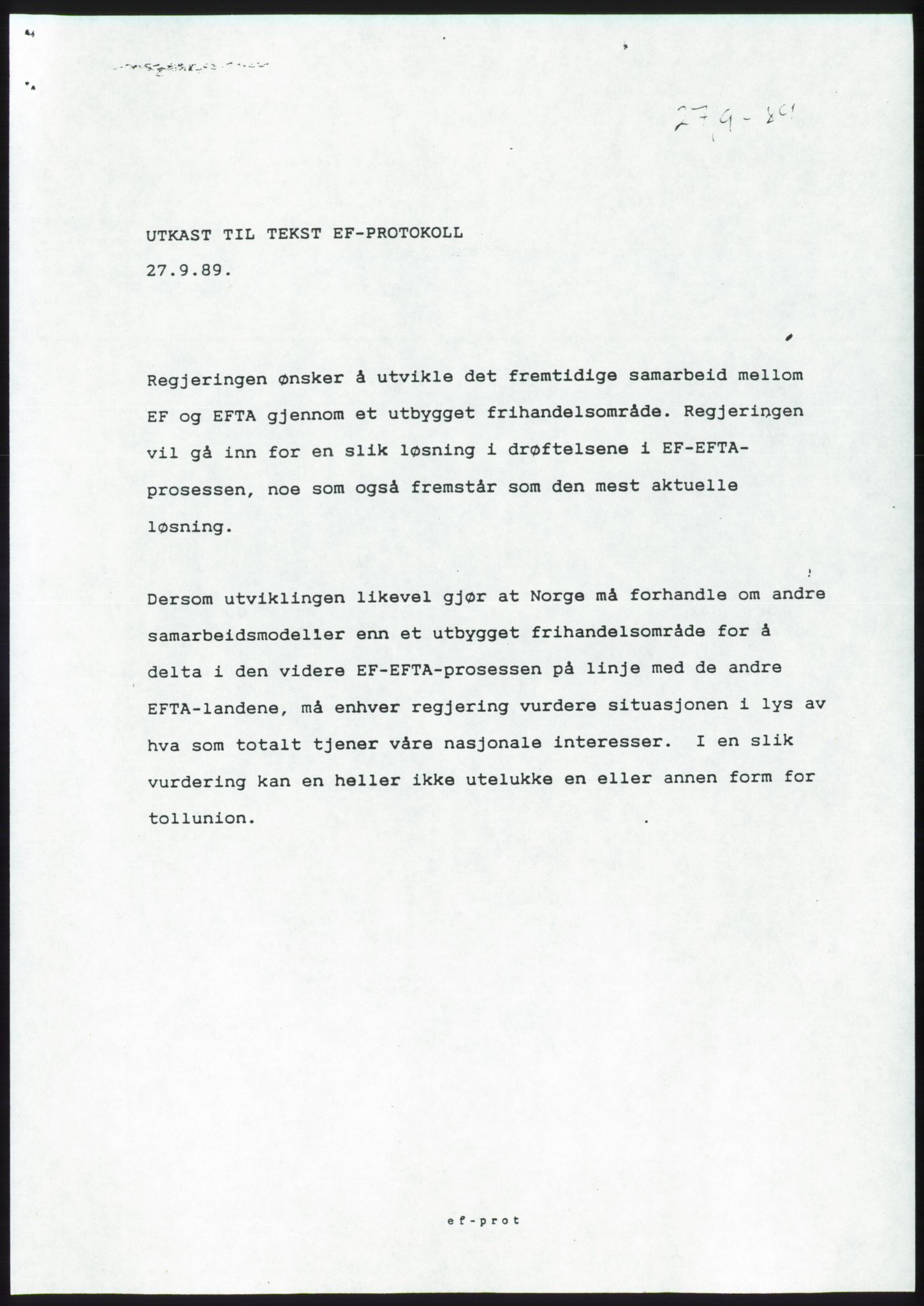 Forhandlingsmøtene 1989 mellom Høyre, KrF og Senterpartiet om dannelse av regjering, AV/RA-PA-0697/A/L0001: Forhandlingsprotokoll med vedlegg, 1989, s. 271