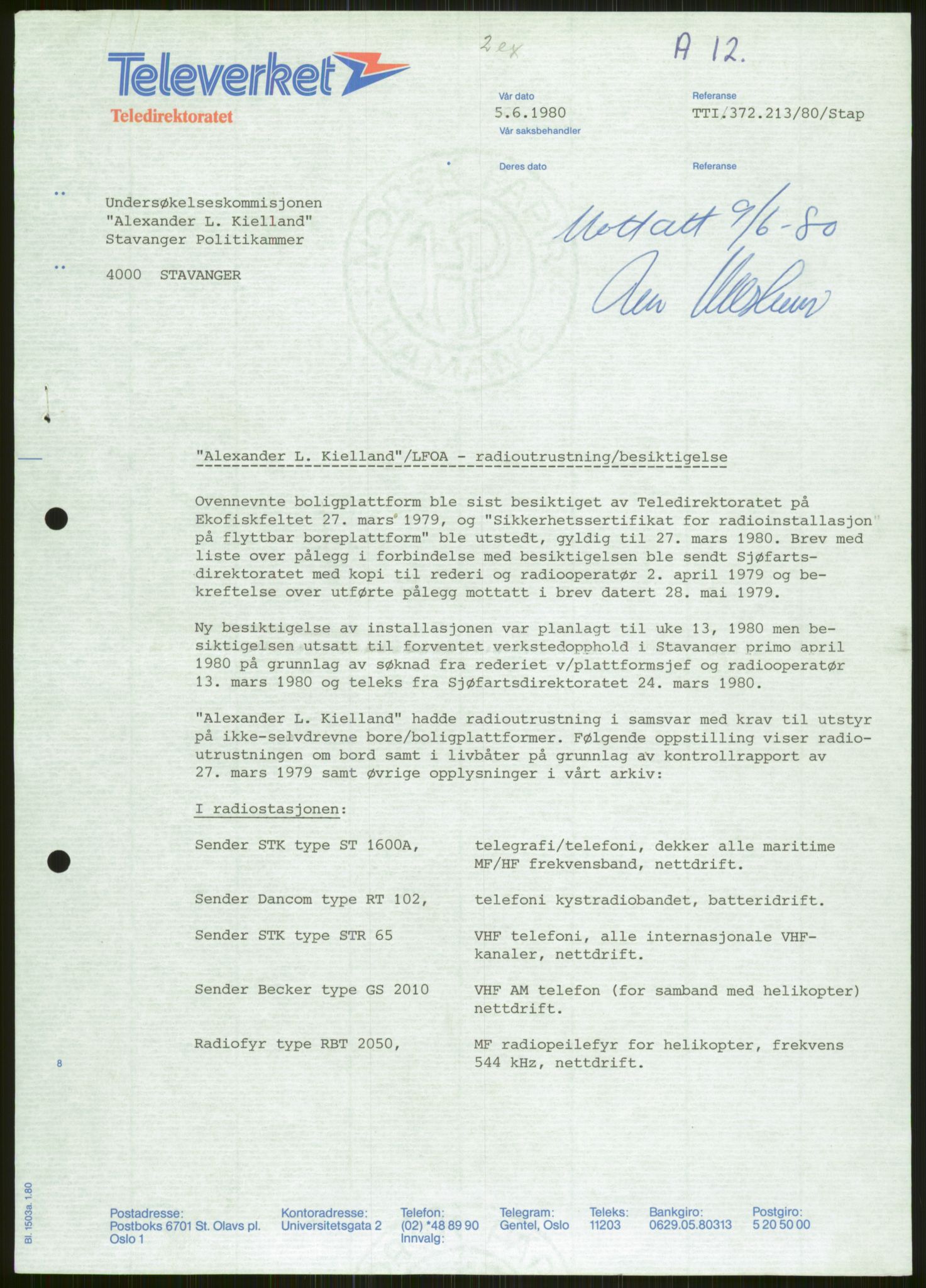 Justisdepartementet, Granskningskommisjonen ved Alexander Kielland-ulykken 27.3.1980, RA/S-1165/D/L0006: A Alexander L. Kielland (Doku.liste + A3-A6, A11-A13, A18-A20-A21, A23, A31 av 31)/Dykkerjournaler, 1980-1981, s. 55