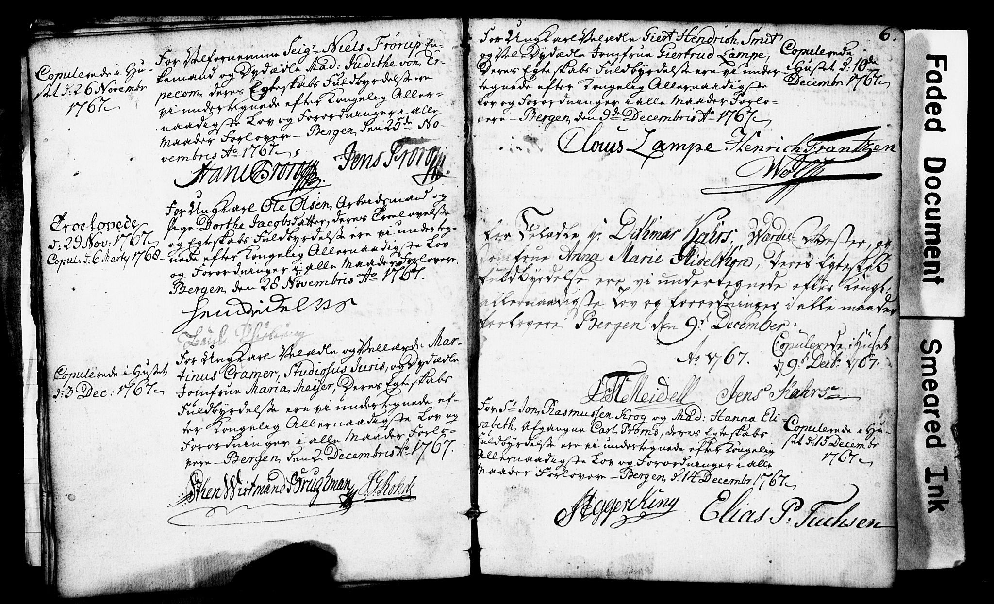 Domkirken sokneprestembete, SAB/A-74801: Forlovererklæringer nr. II.5.1, 1767-1792, s. 6