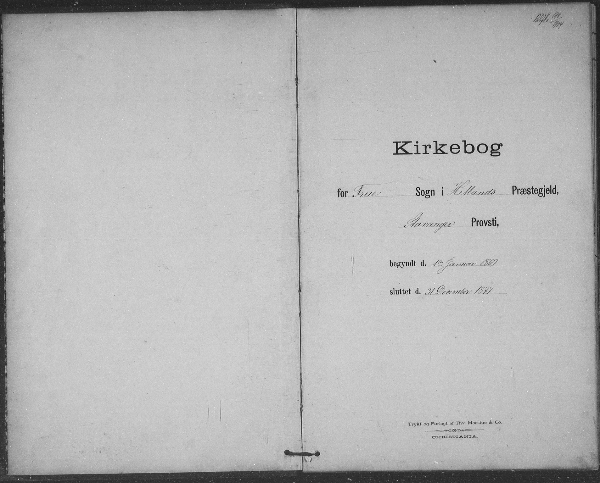 Hetland sokneprestkontor, SAST/A-101826/30/30BB/L0004: Klokkerbok nr. B 4, 1869-1877