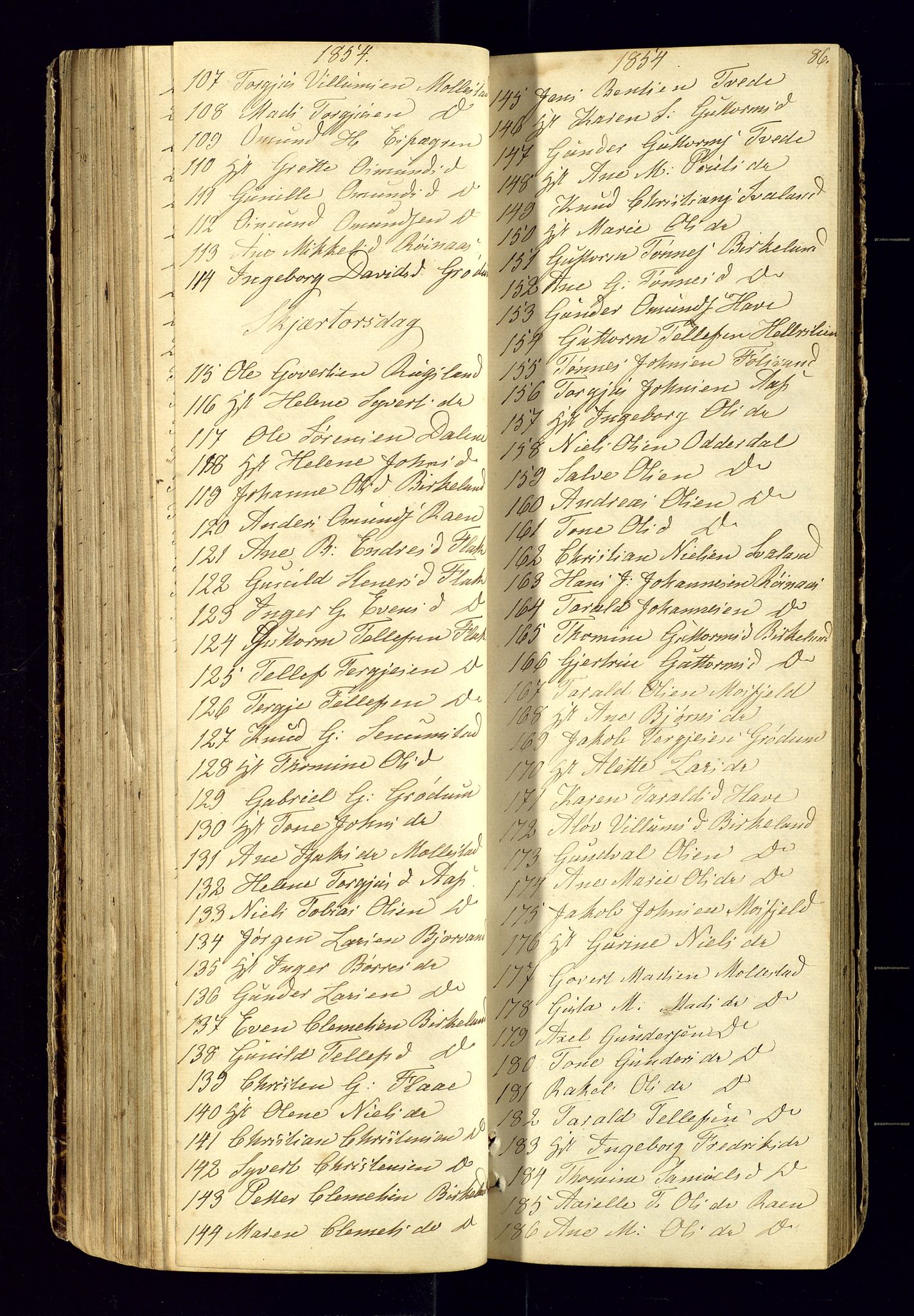 Birkenes sokneprestkontor, SAK/1111-0004/F/Fc/L0003: Kommunikantprotokoll nr. C-3, 1849-1858, s. 86